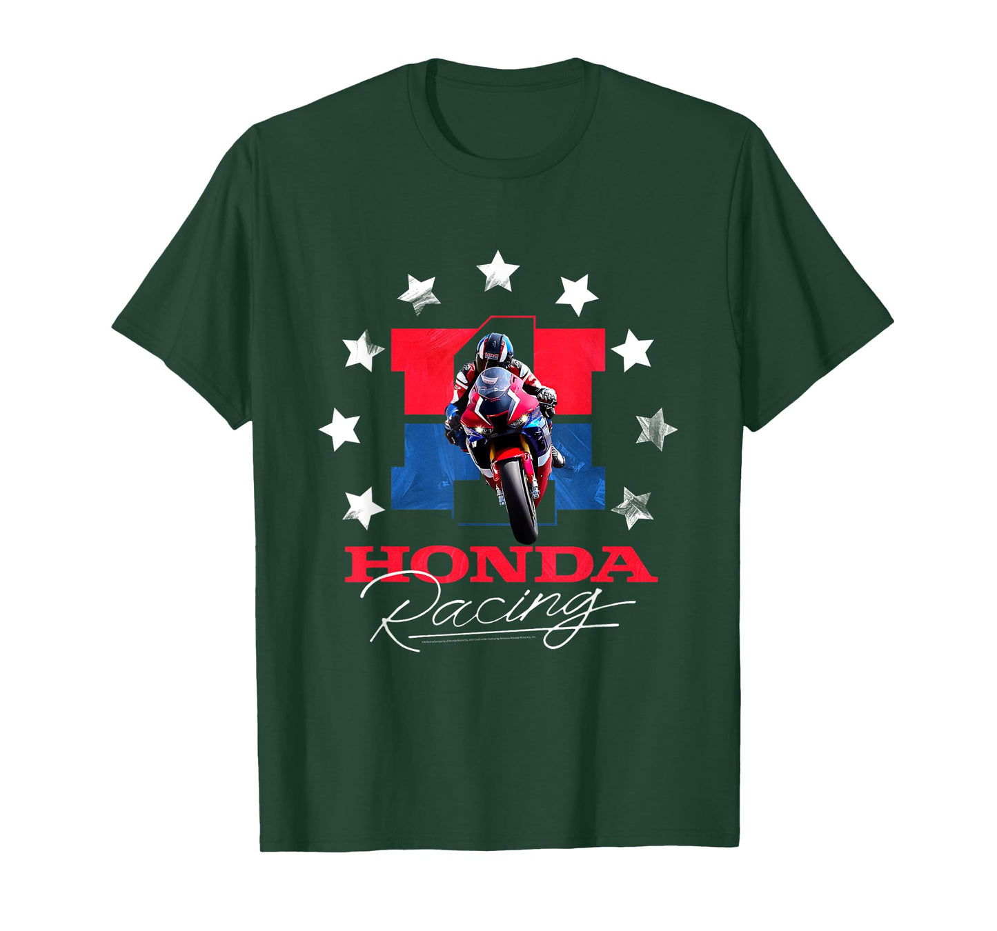 Honda Racing Red White & Blue Stars Sports Bike T-Shirt