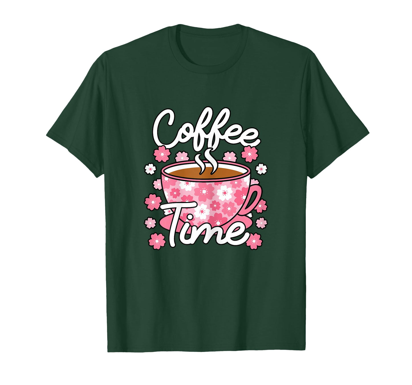 Cute Coffee Time Pink Coffee Lover Women T-Shirt