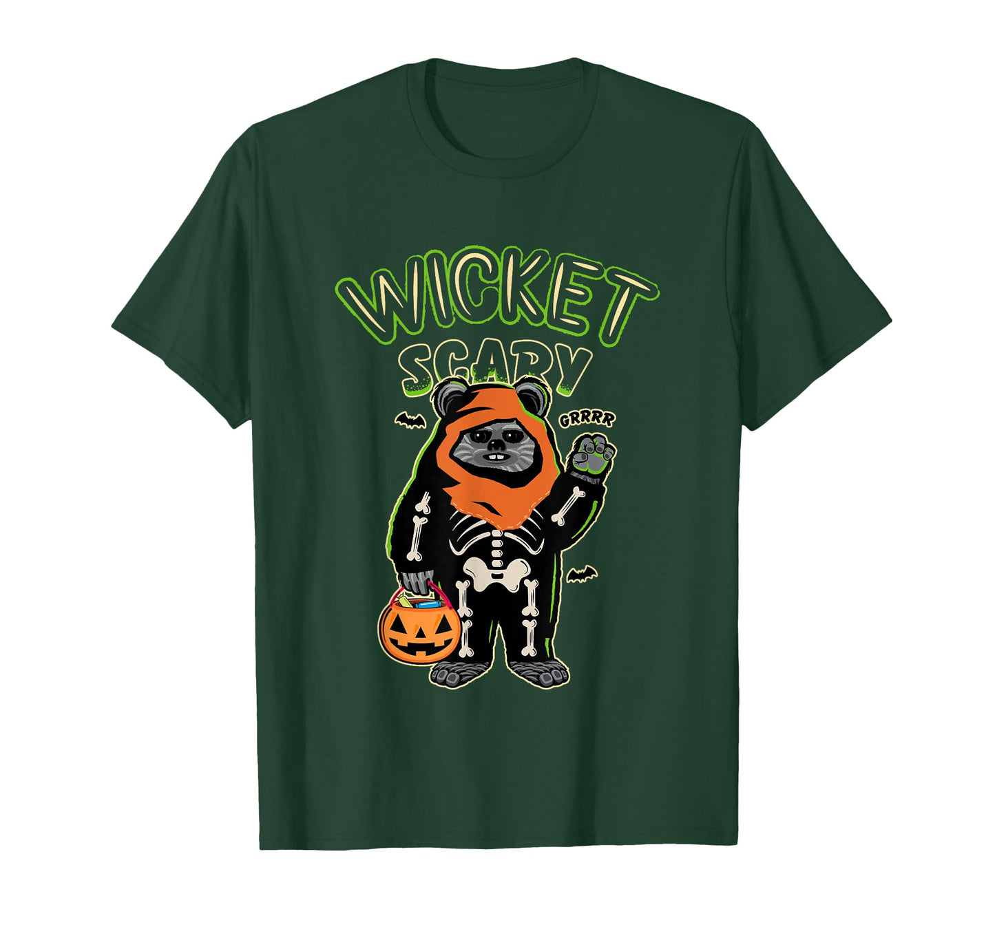 Star Wars Halloween Wicket Scary Ewoks Grrr Big Chest Logo T-Shirt