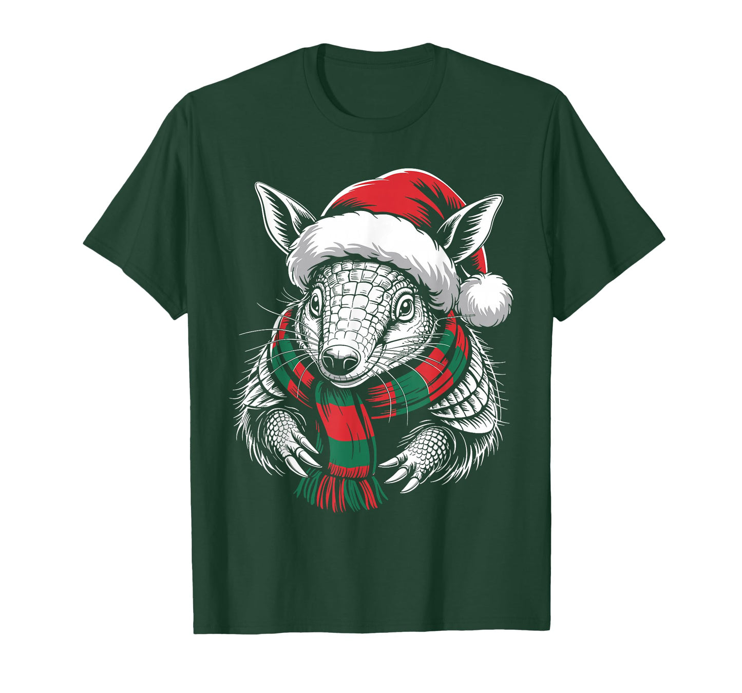 Armadillo Xmas Santa Hat Scarf Christmas Costume T-Shirt