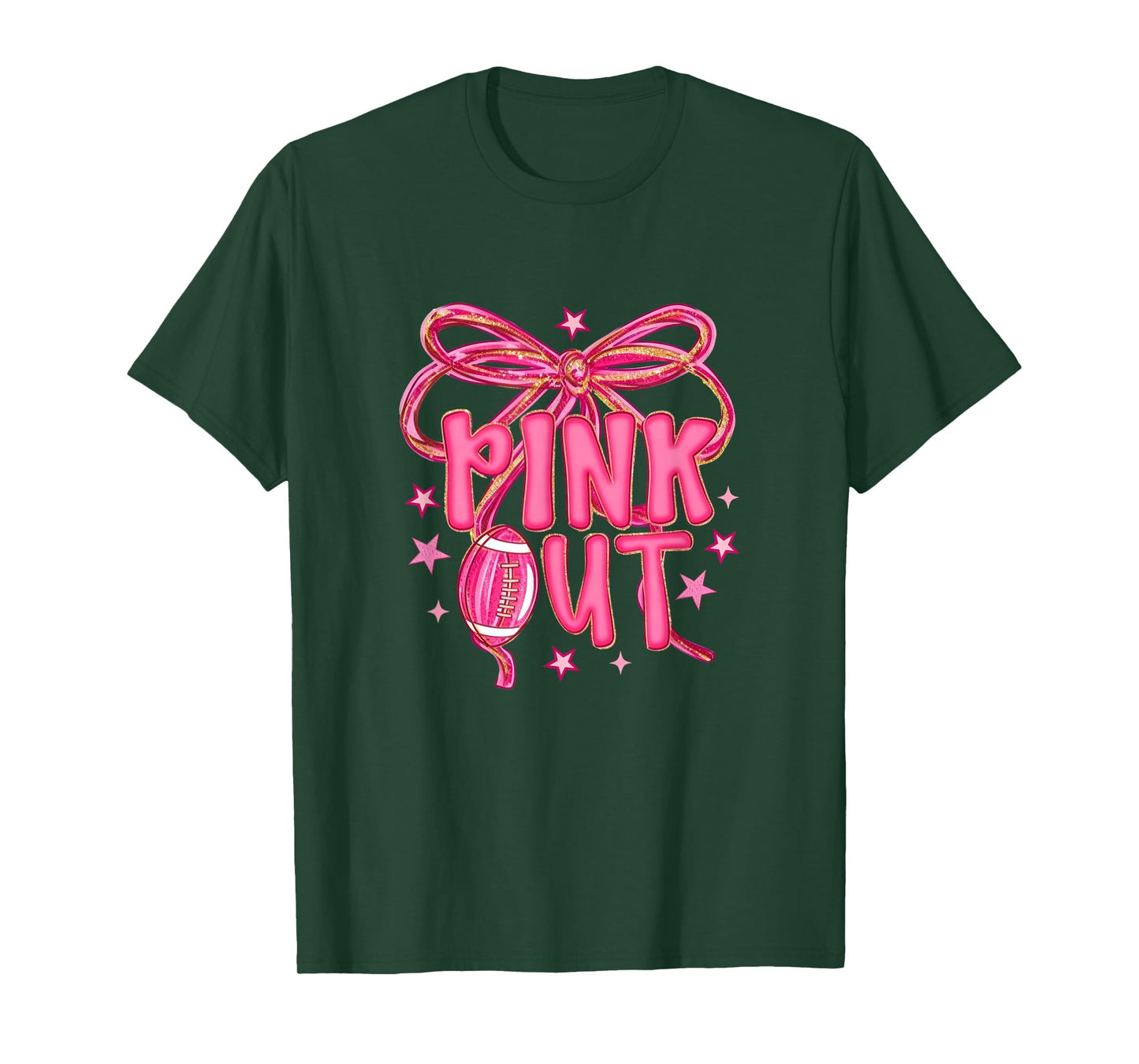 Pink Out Football, Breast Cancer Awareness, Pink Ribbon Bow, T-Shirt