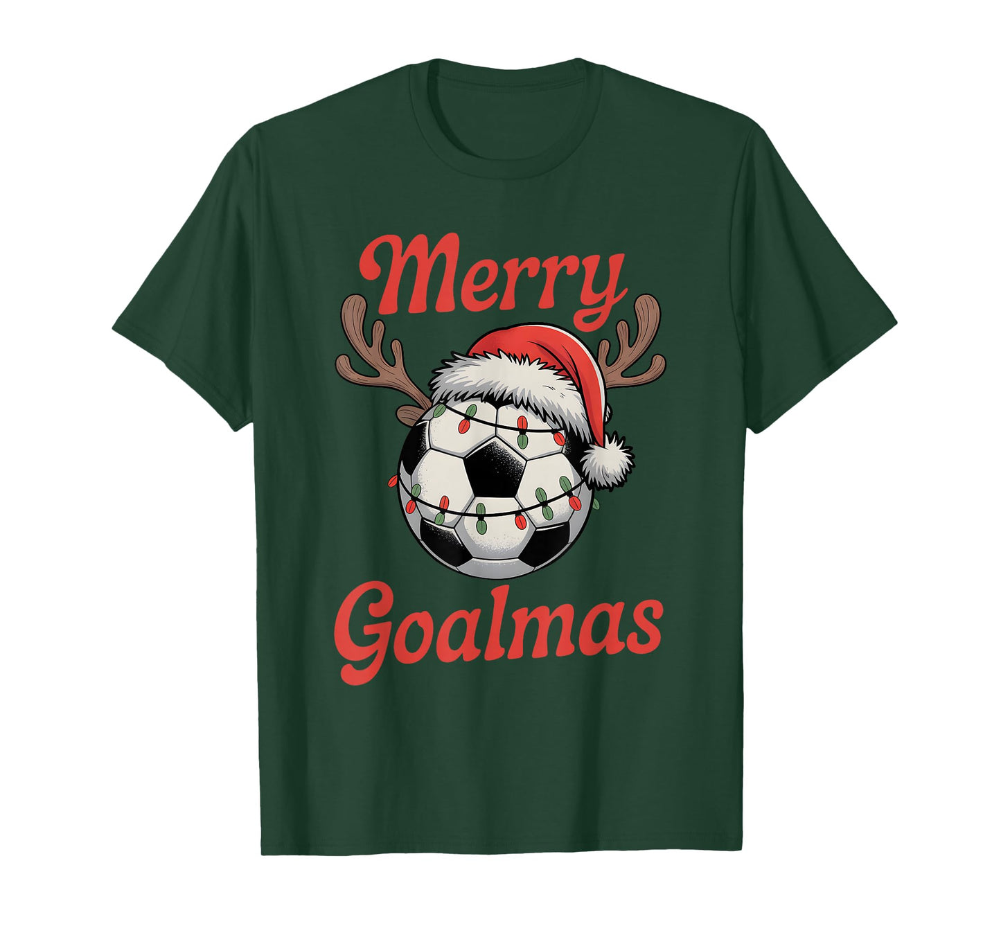 Merry Goalmas Christmas Funny Santa Soccer Ball Reindeer T-Shirt