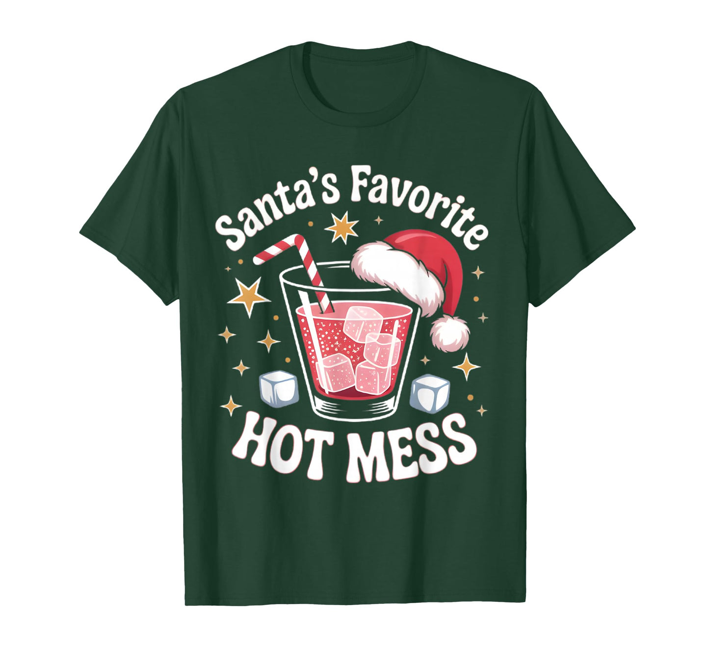 Santa's Favorite Hot Mess Christmas Funny Margarita T-Shirt