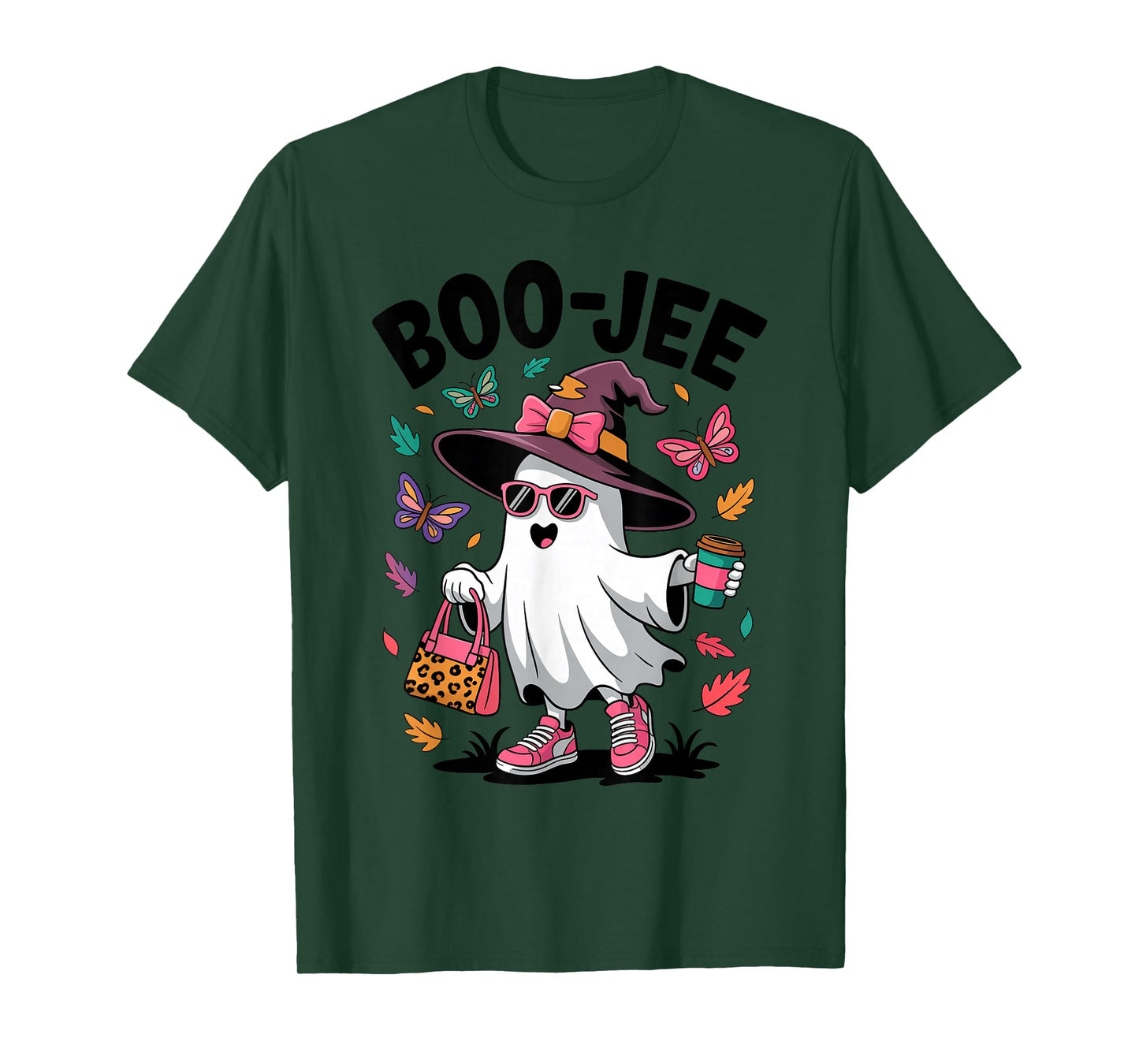 Boujee Ghost Witch Hat Sunglasses Coffee Halloween for Girls T-Shirt