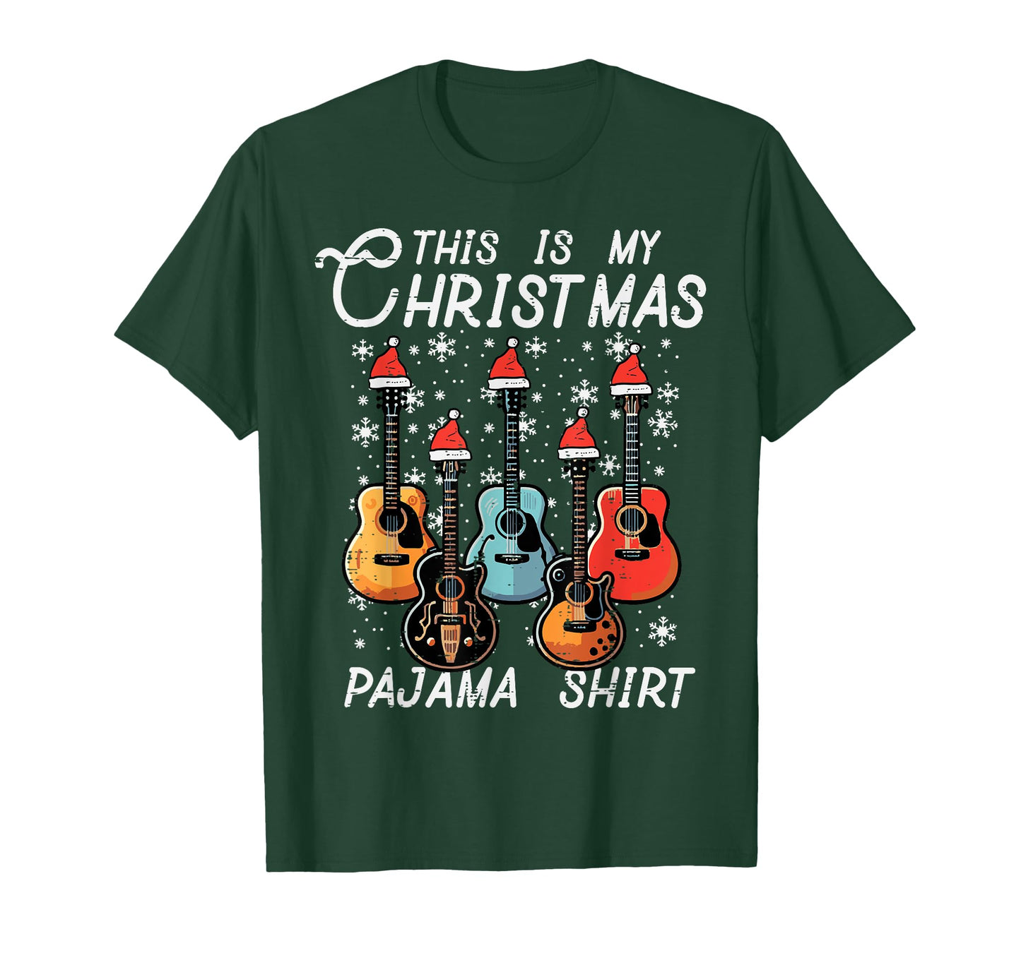 My Christmas Pajama Shirt Guitars Xmas Rock Men Boys Kids T-Shirt
