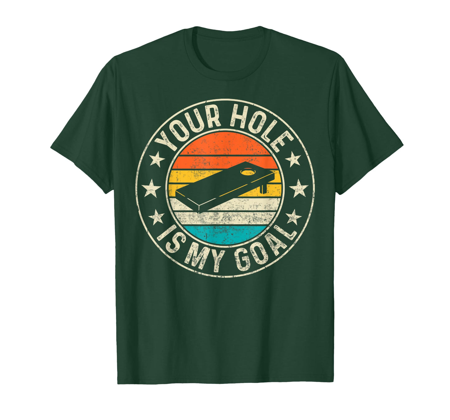 Cornhole Player Retro Your Hole Is My Goal Cornhole Player T-Shirt
