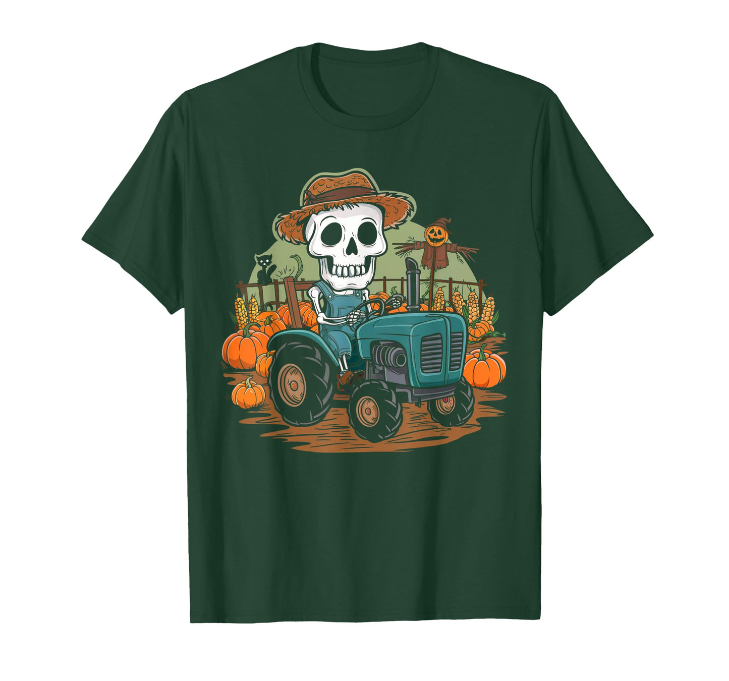 Halloween Farmer Shirt Spooky Tractor Farm Skeleton Farming T-Shirt