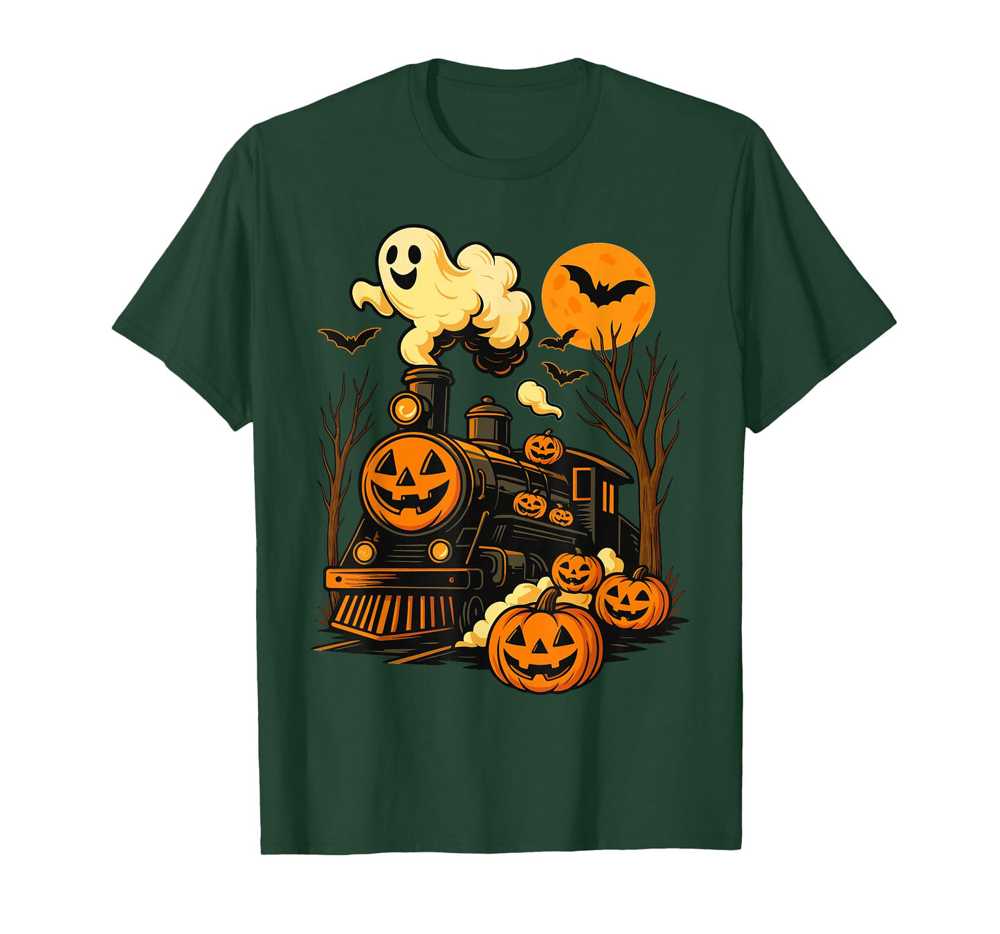 Vintage Halloween Train Pumpkin Railroad Trains Lover T-Shirt