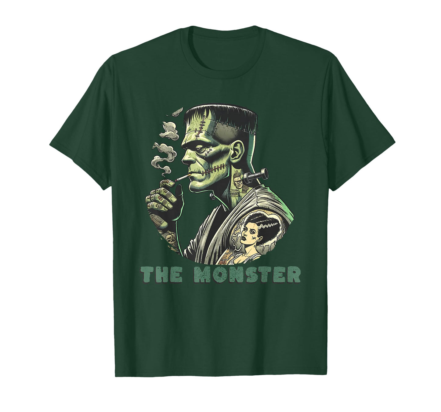 Funny The Bride The Monster Frankenstein Spooky Halloween T-Shirt