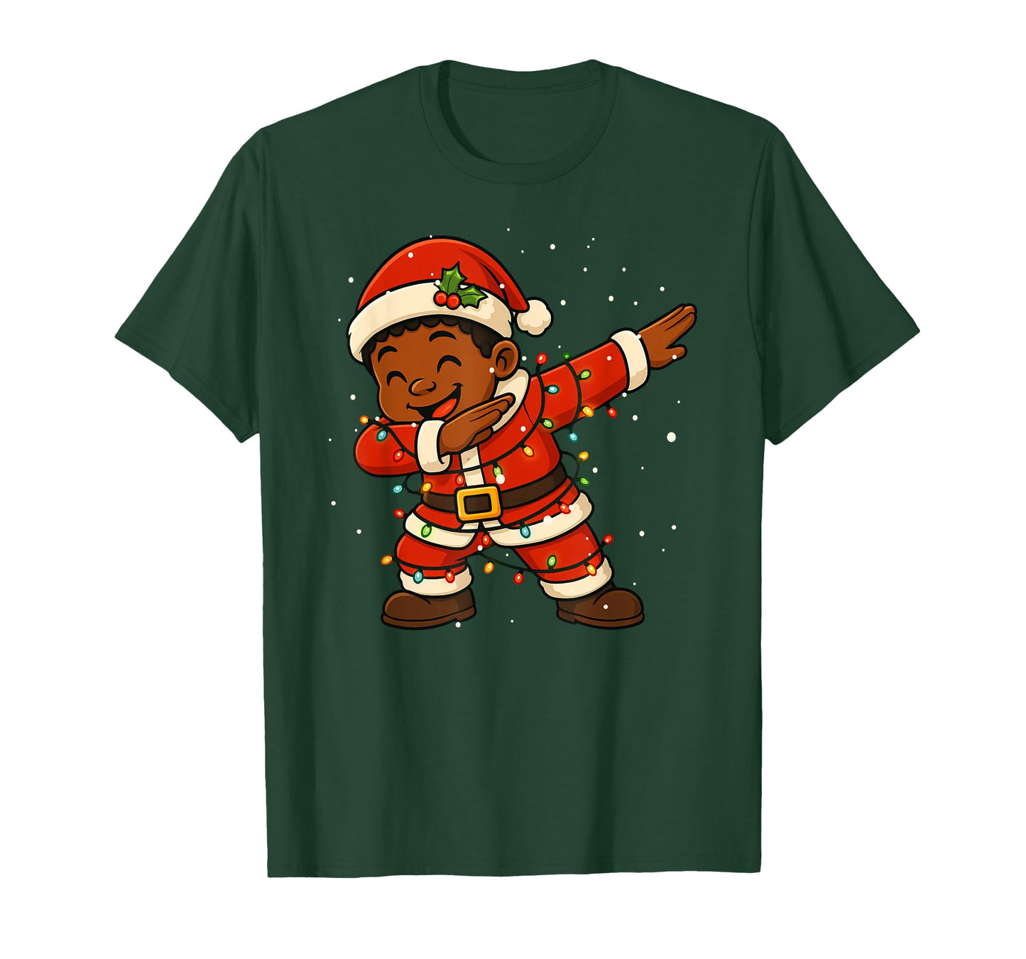 Funny Black Kid Dabbing Merry Christmas Santa Xmas Boys Girl T-Shirt