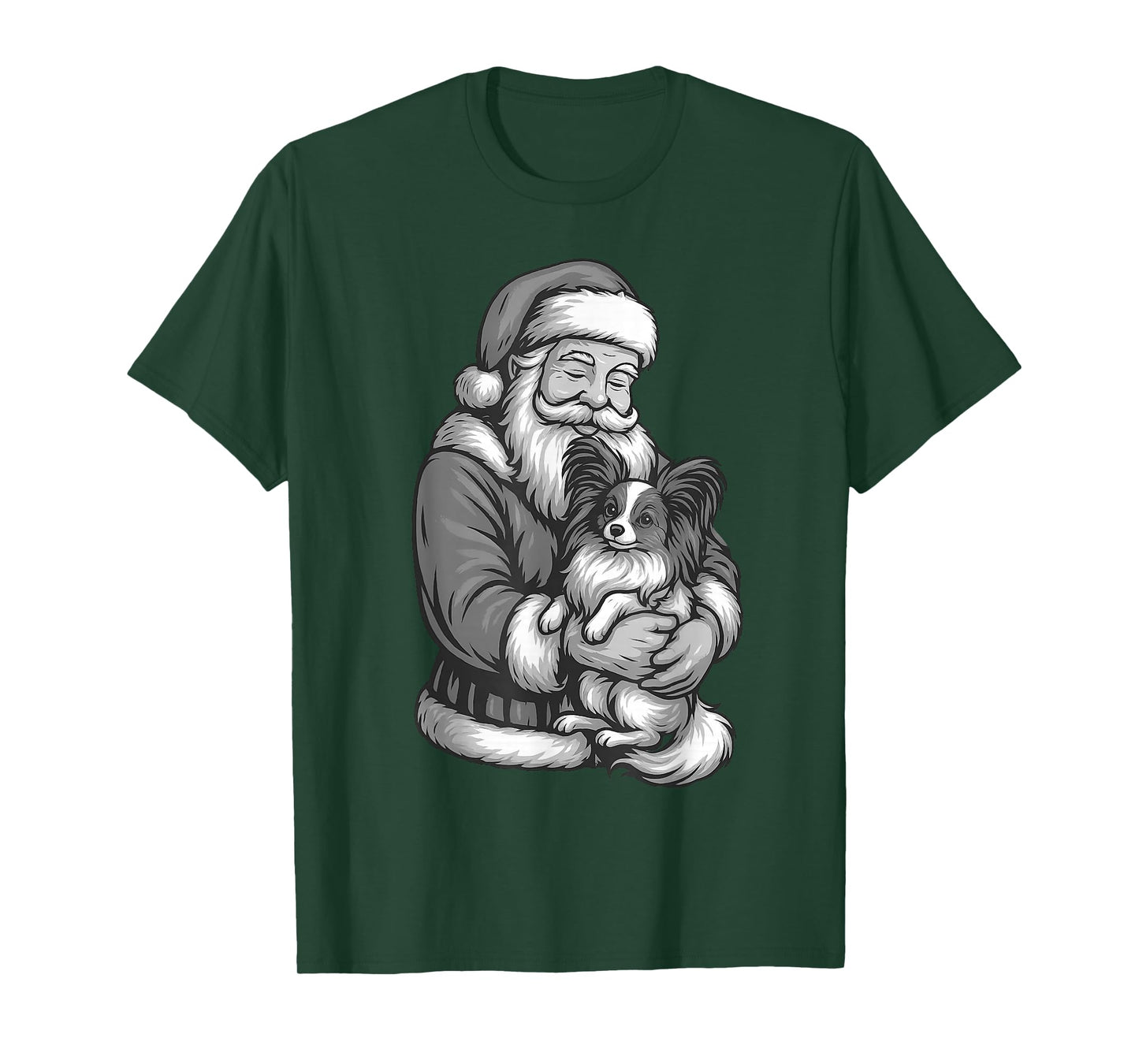 Papillon Dog Santa Claus Christmas Dog Lover T-Shirt