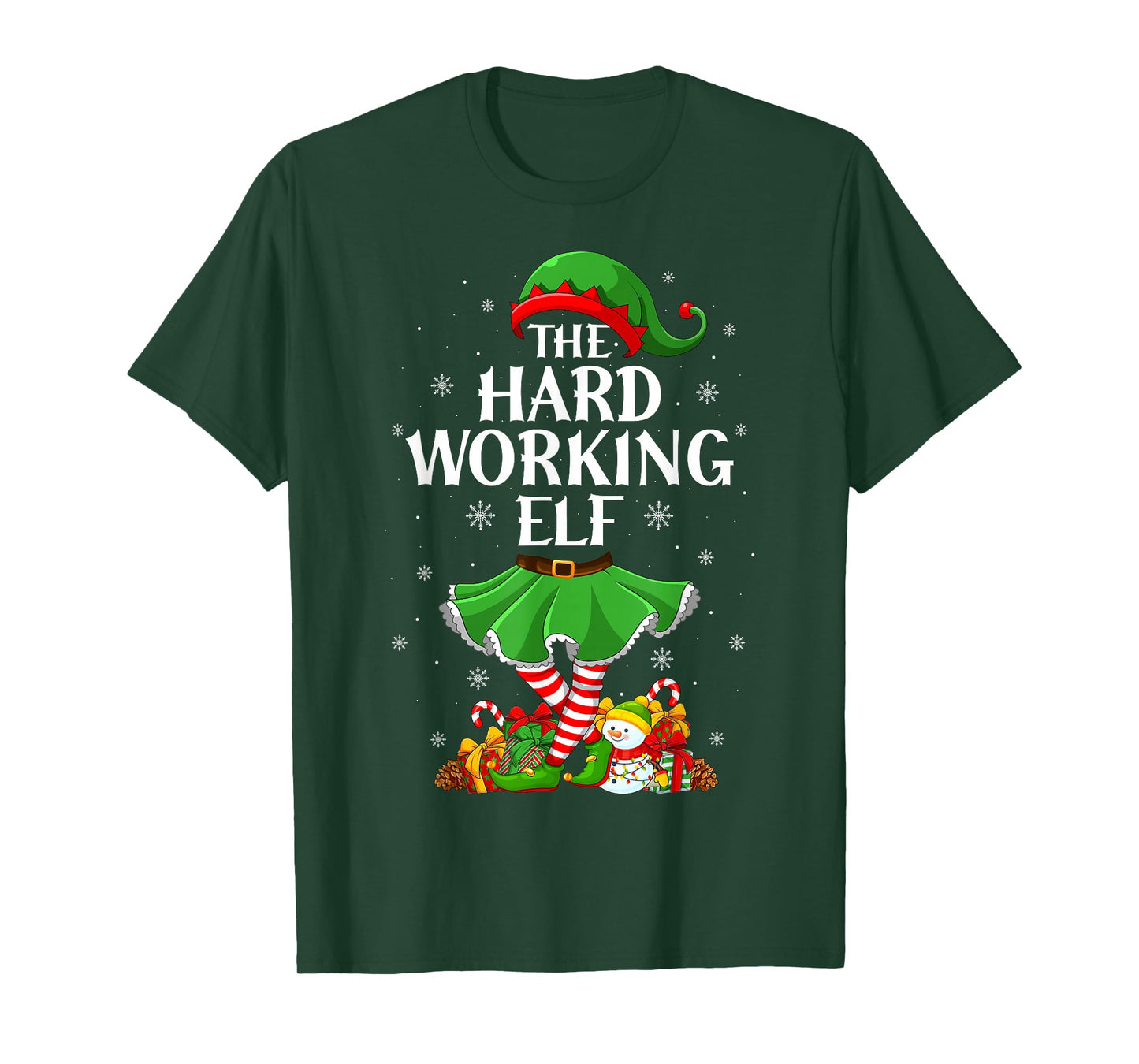 Hard Working Elf Christmas Family Elf Squad Xmas Girls Women T-Shirt