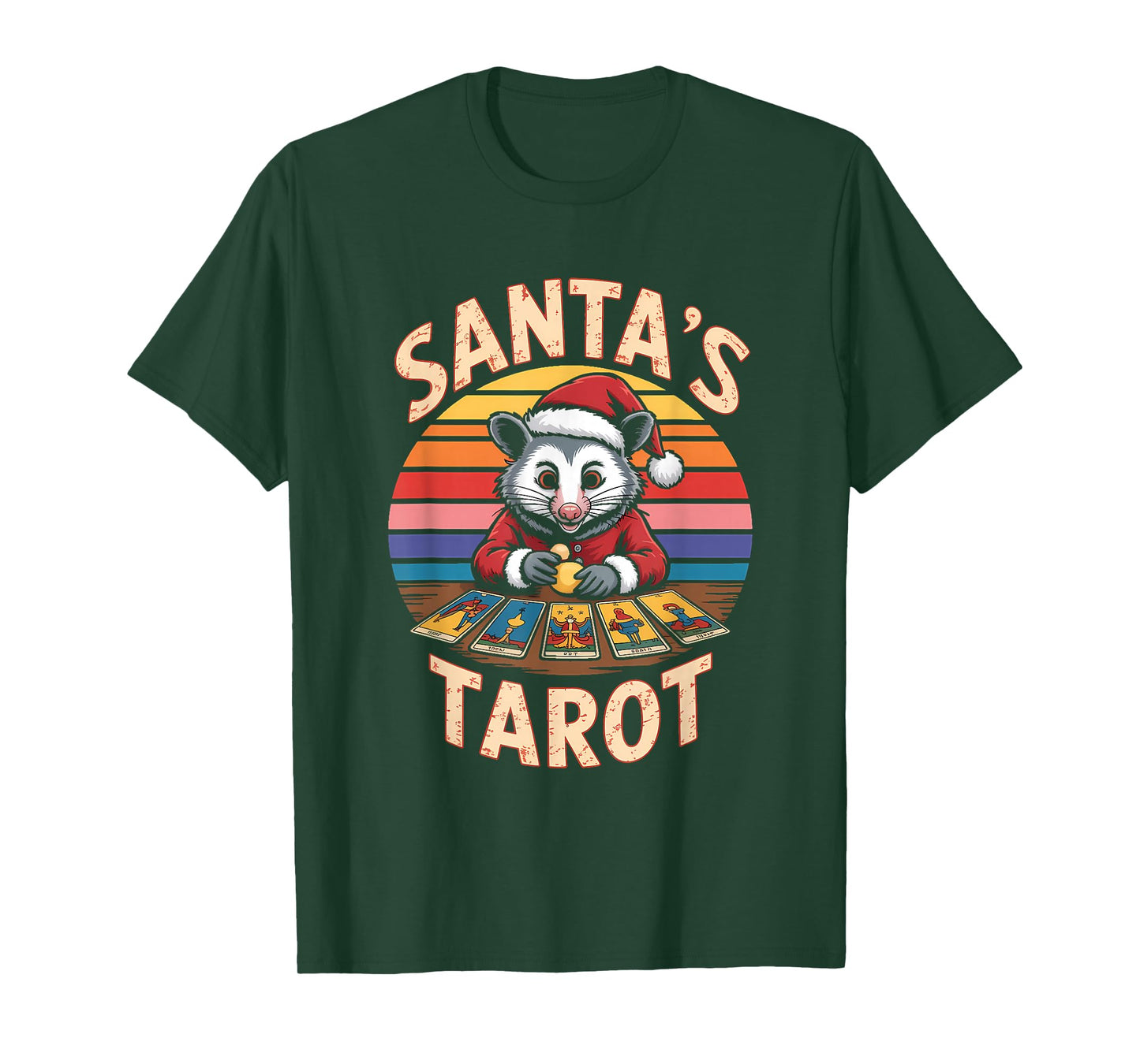 Opossum Tarot: Santa's Retro Holiday T-Shirt