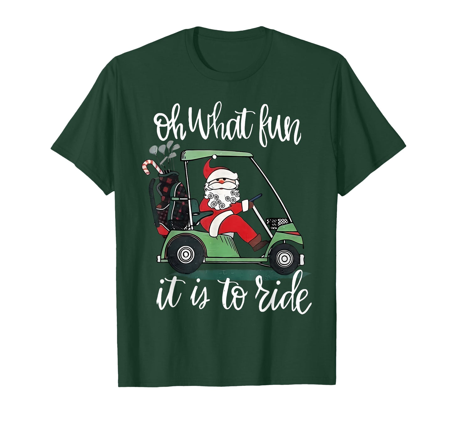 Santa Golf Cart Oh What Fun Christmas Golfer Golfing Xmas T-Shirt