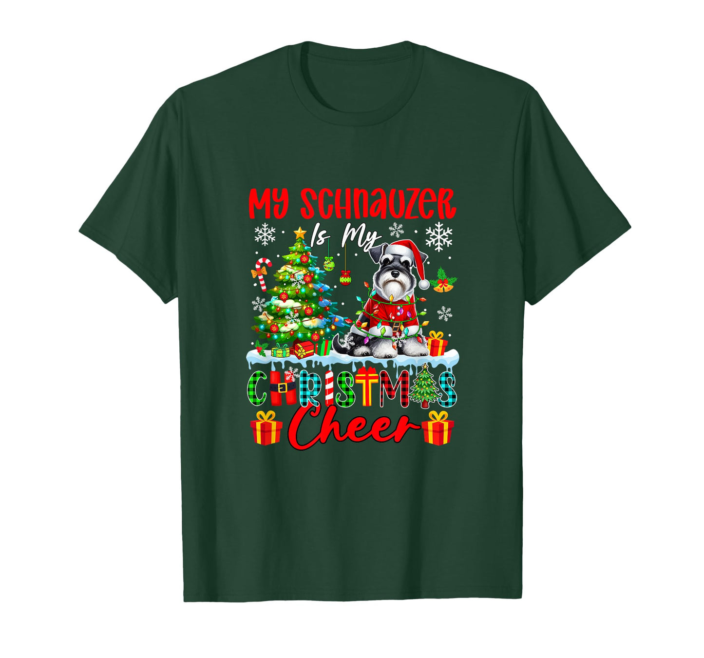 My Schnauzer is My Xmas Cheer Funny Santa Dog Owner Kids T-Shirt