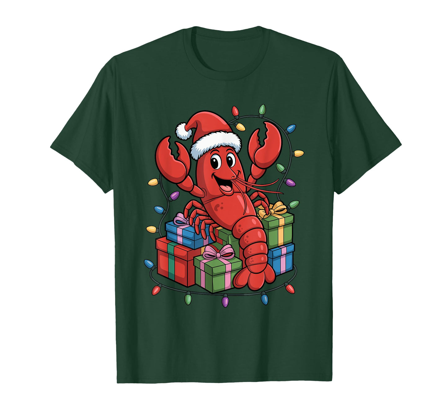 Lobster Santa Hat Foodie Seafood Lover Ugly Christmas Pajama T-Shirt