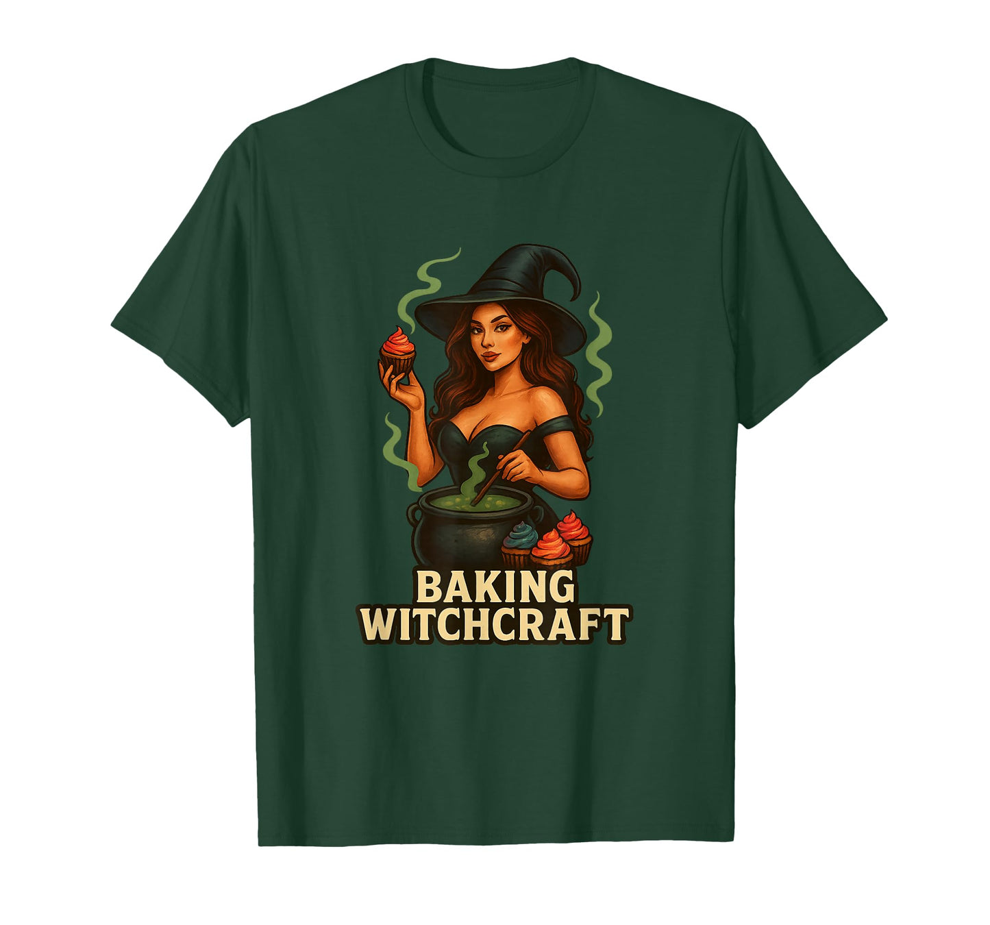 Witch Baking Cupcakes Cauldron Magic Spell Cooking Wiccan T-Shirt