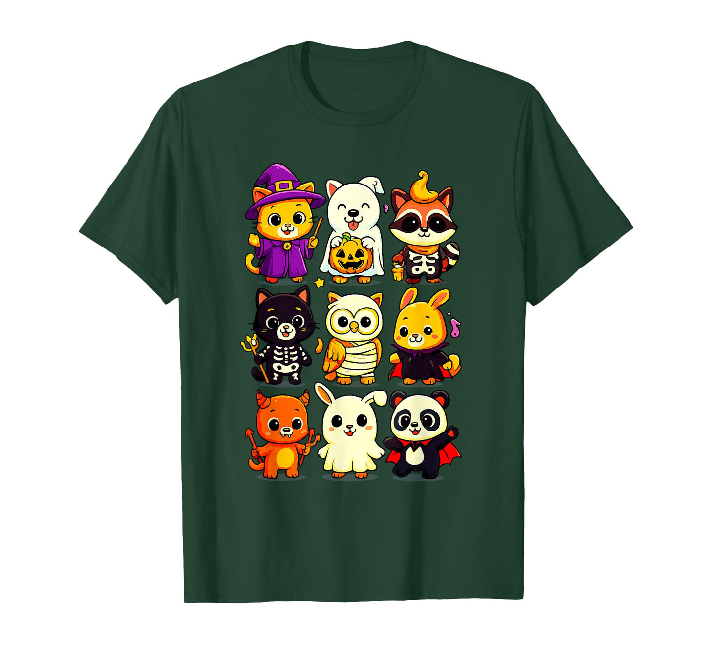 Kawaii Halloween Animals Cute Ghost Witch Vampire Costume T-Shirt