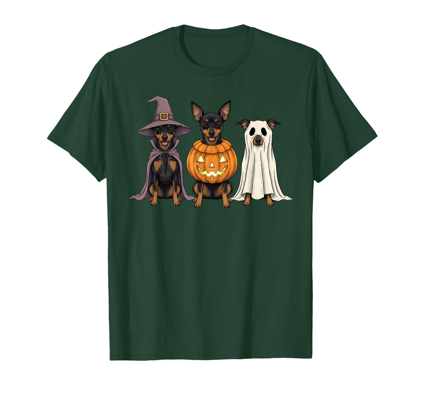 Spooky Ghost Miniature Pinscher Pumpkin Halloween Dog Lover T-Shirt