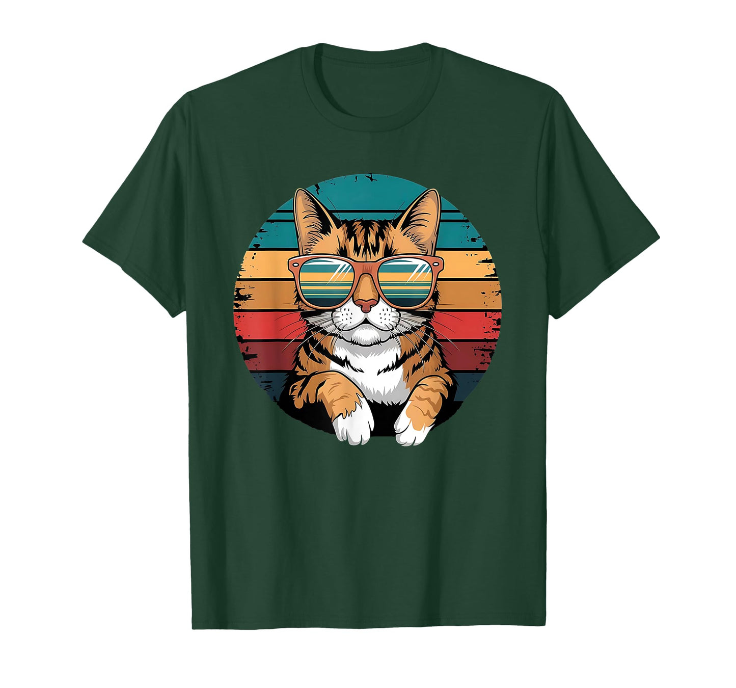 Vintage Style Orange Tabby Cat Friendly Wearing Sunglasses. T-Shirt for Men Women Kids