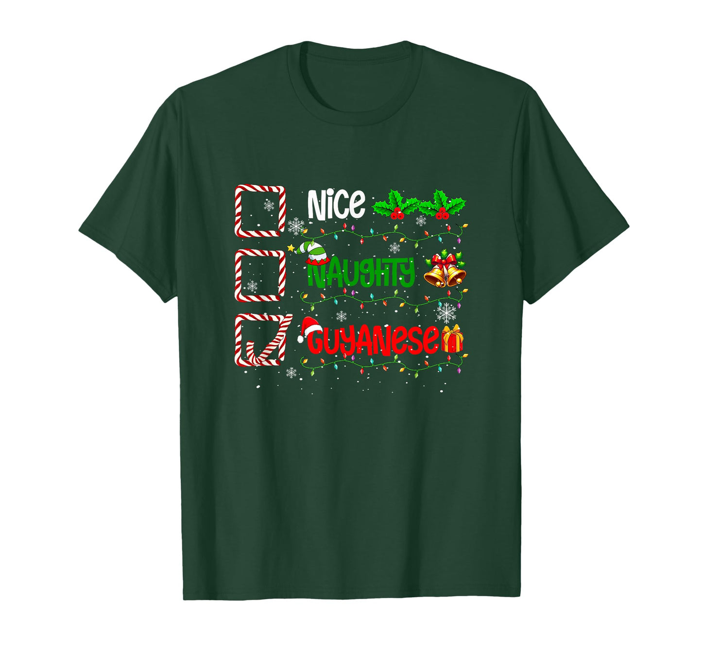 Nice Naughty Guyanese Christmas Colorful Costume Family T-Shirt