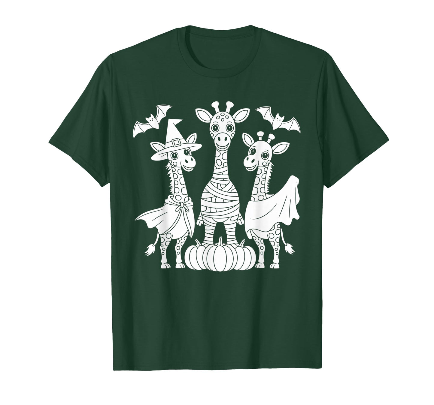 Funny Giraffe Mummy Witch Halloween Costume with Pumpkin T-Shirt