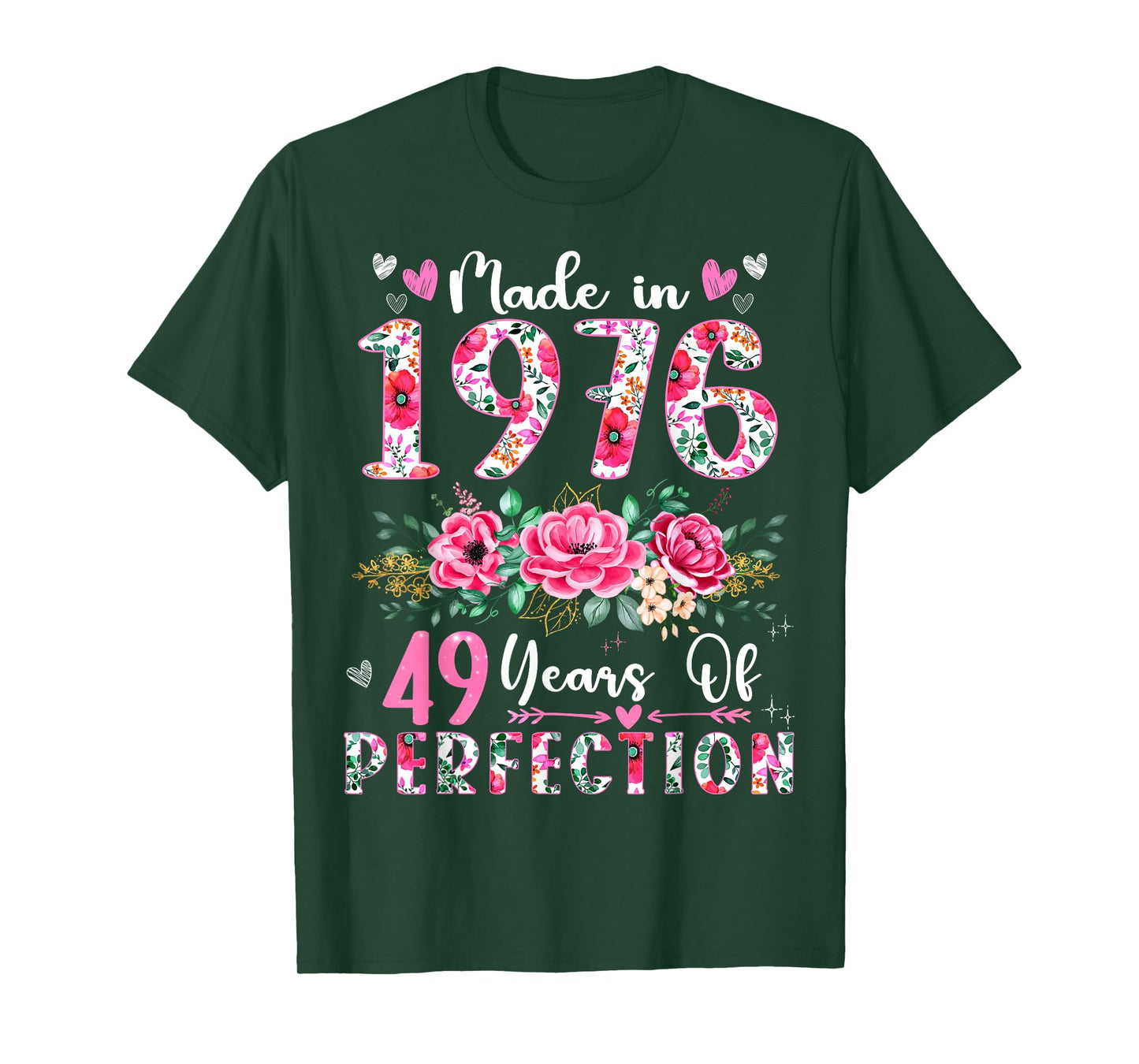 49 Year Old Made In 1976 Floral 49th Birthday Women T-Shirt