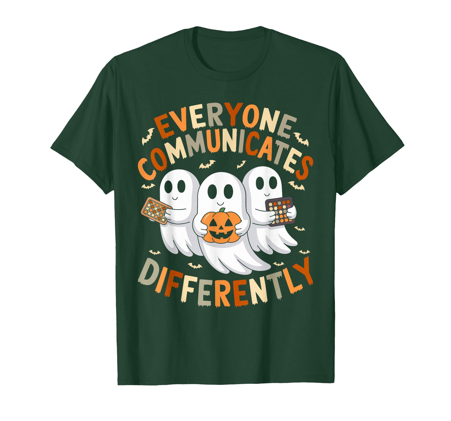Everyone Communicates Differently Halloween Autism Teacher T-Shirt