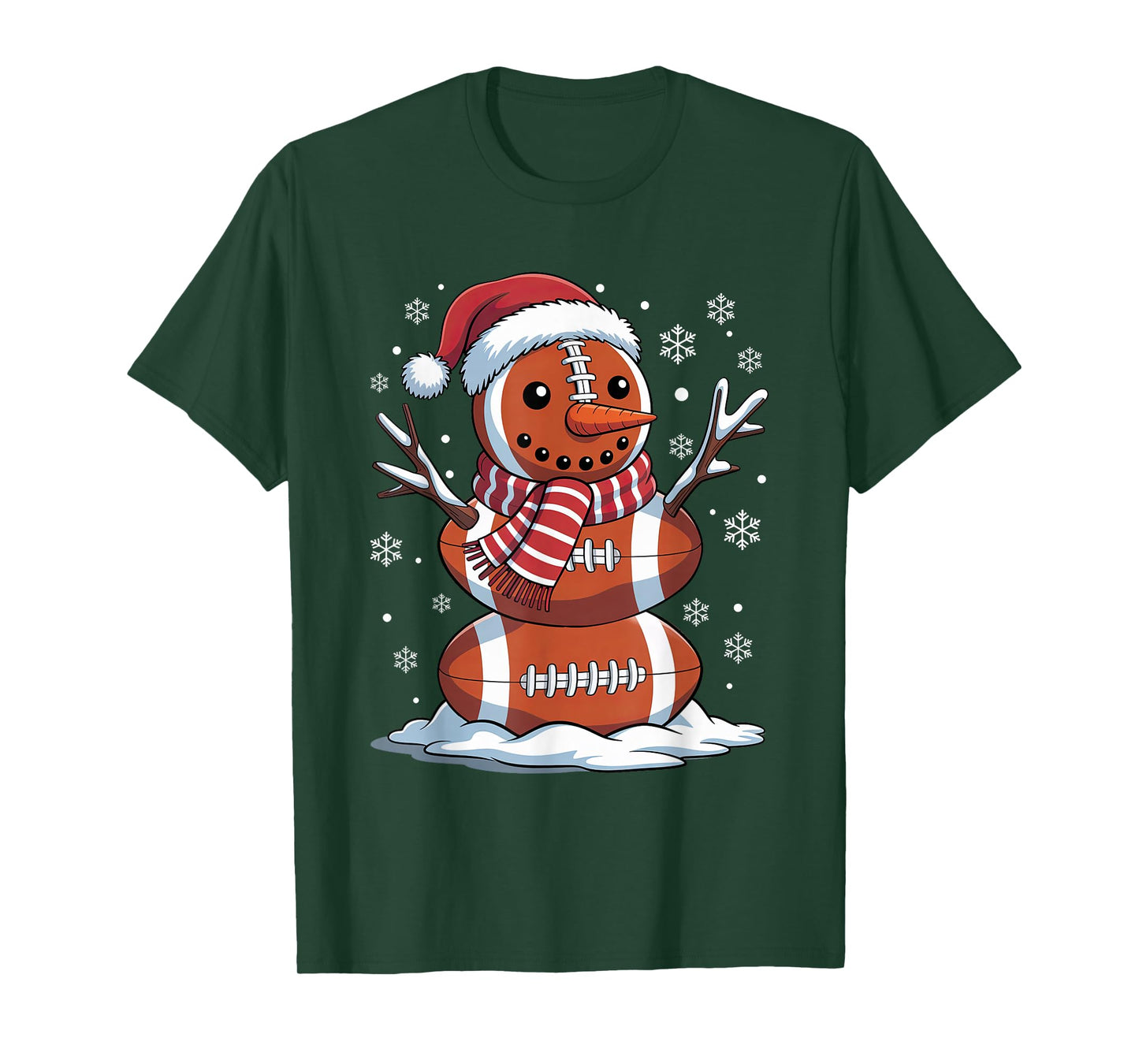 Cute Football Snowman Rugby Christmas Pajamas Women Men Kids T-Shirt