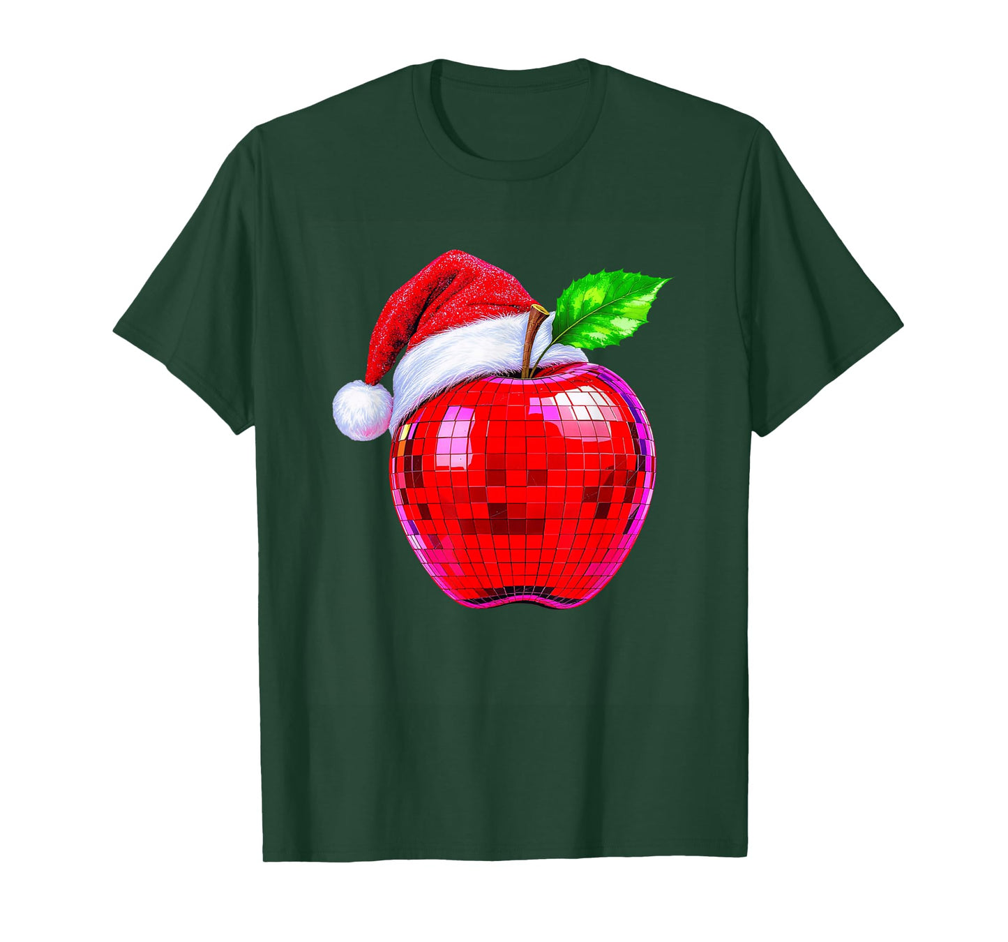 Disco Apple Santa Hat Red Christmas Vibes T-Shirt