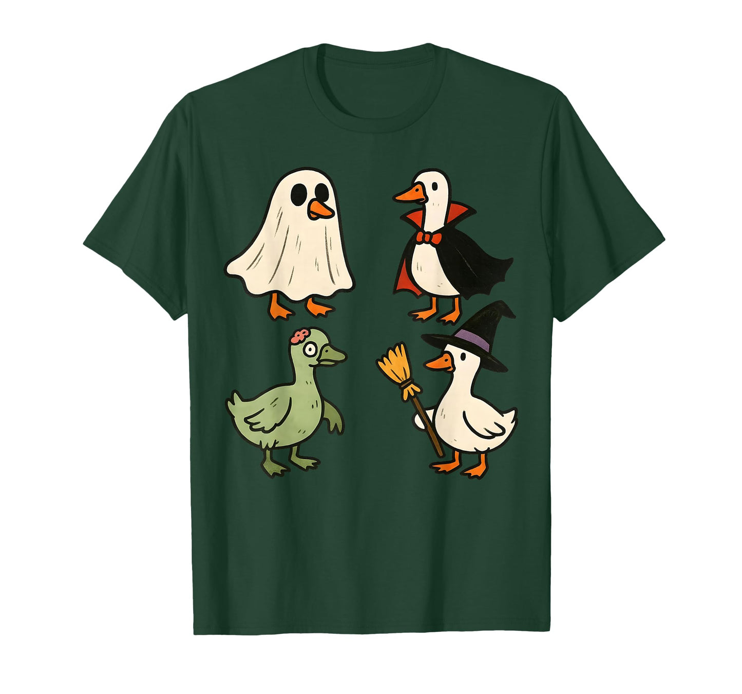 Goose Spooky Witch Boo Zombie Cute Goose Halloween Girls T-Shirt