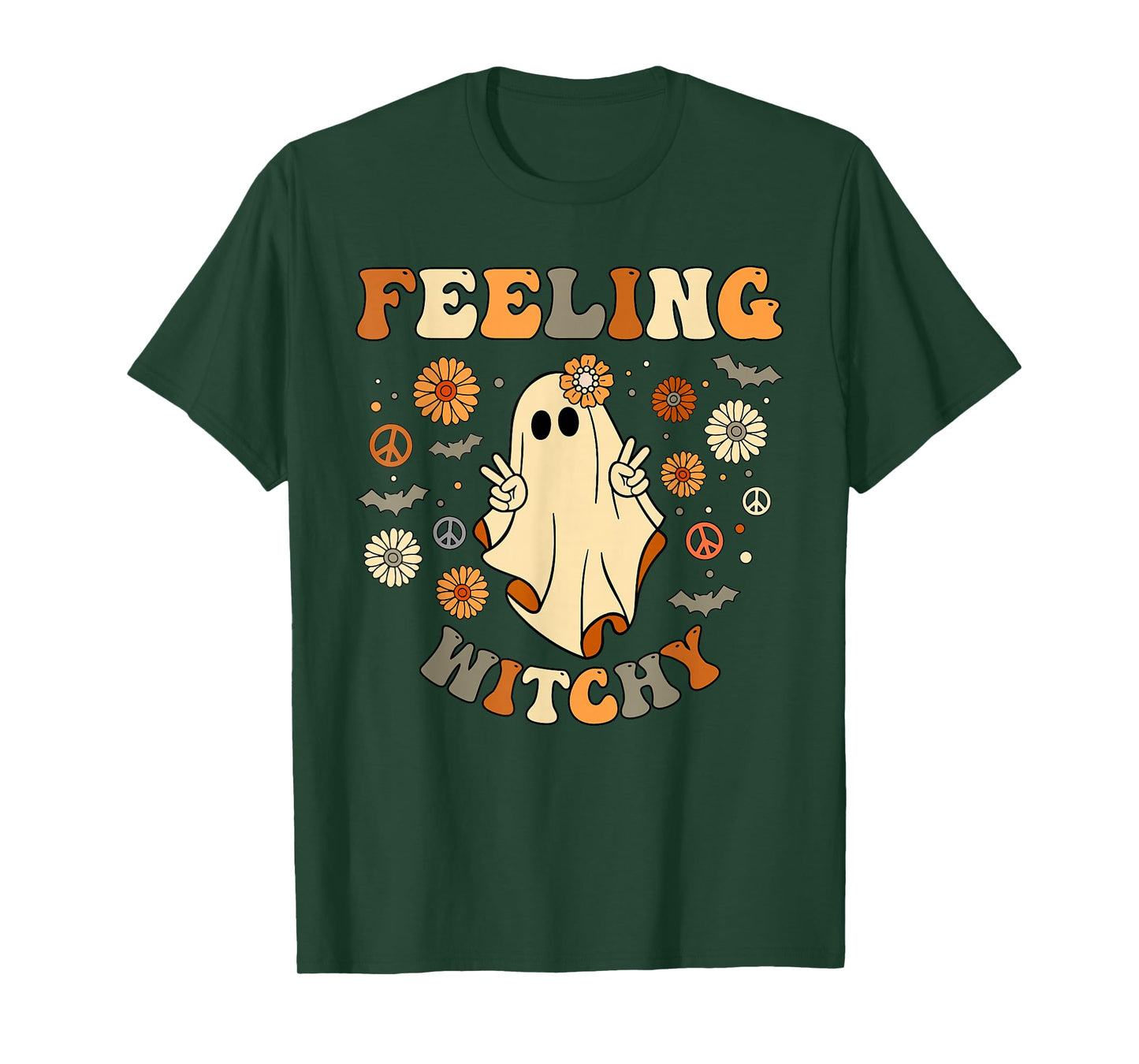 Feeling Witchy Groovy Ghost Halloween T-Shirt