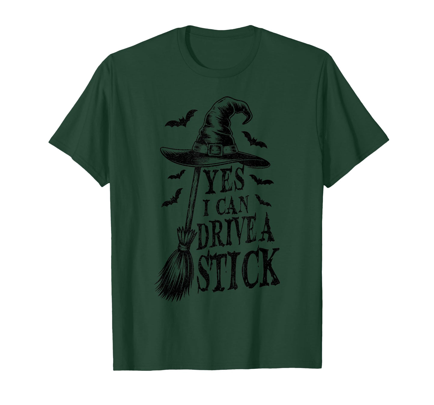Yes I Can Drive A Stick Funny Halloween Spooky Witch Costume T-Shirt