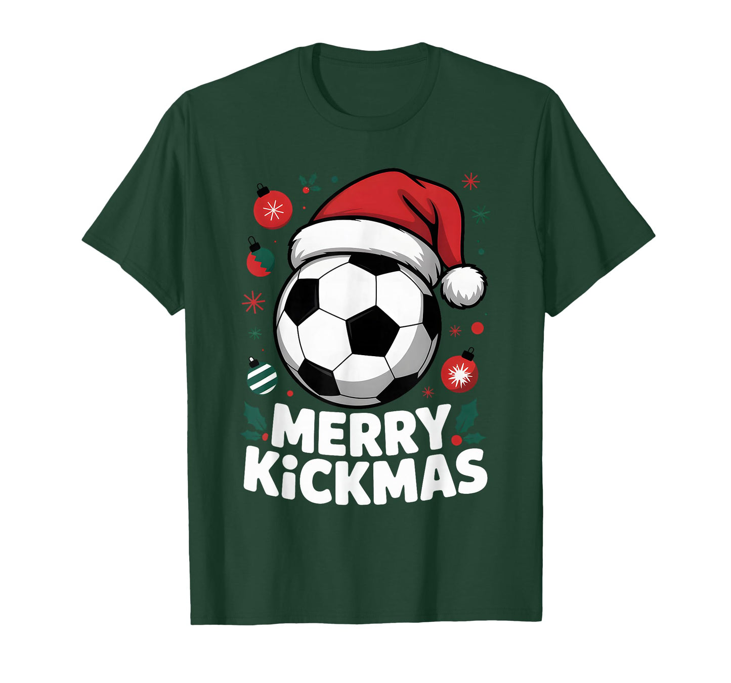 Merry Kickmas Christmas Santa Soccer Ball Graphic Kids Boys T-Shirt