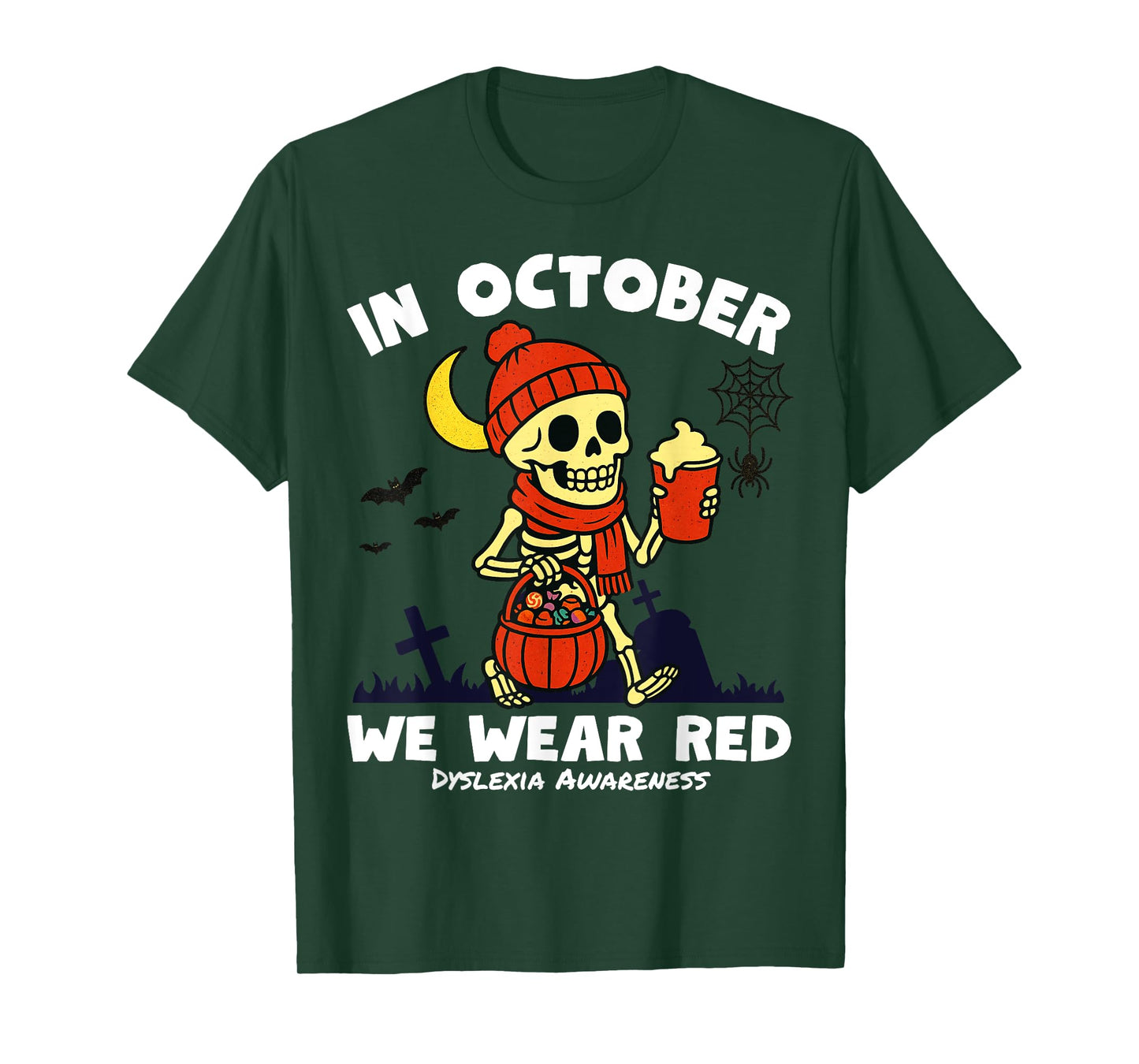 in October We Wear Red for Dyslexia Awareness Funny Dyslexia T-Shirt