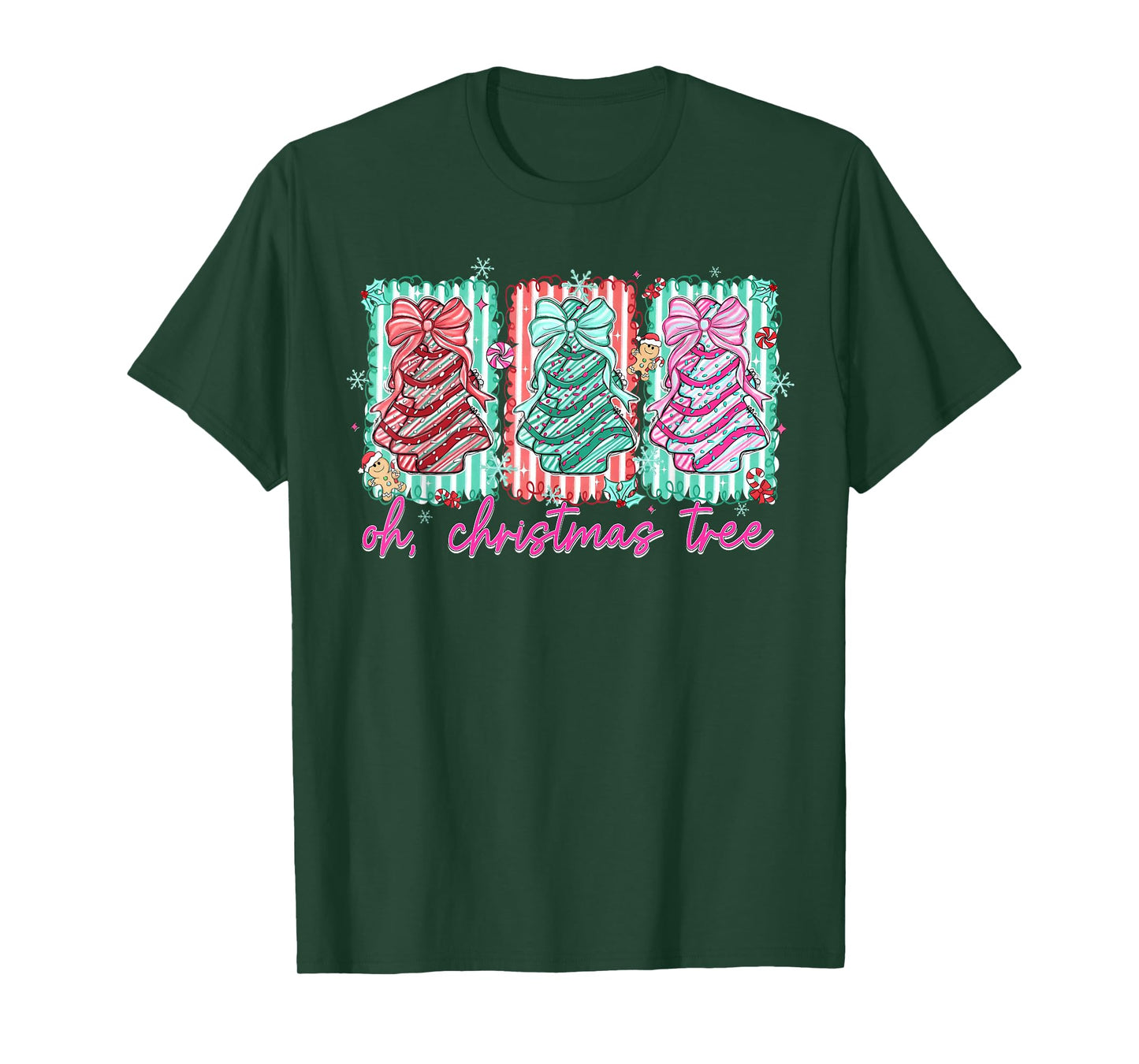 Oh Christmas Tree Xmas Coquette Bow Family Holiday Pajamas T-Shirt