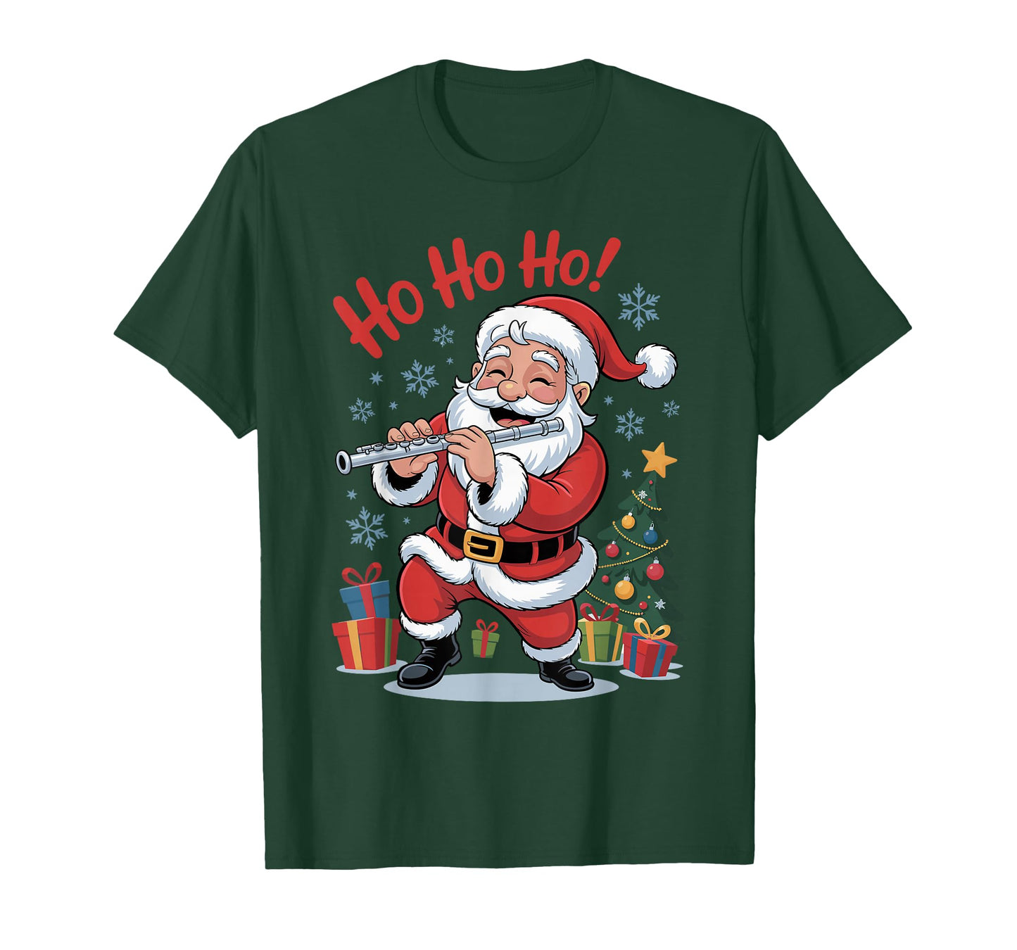 Funny Santa Playing Flute Holiday Chrismas Xmas Pajama T-Shirt