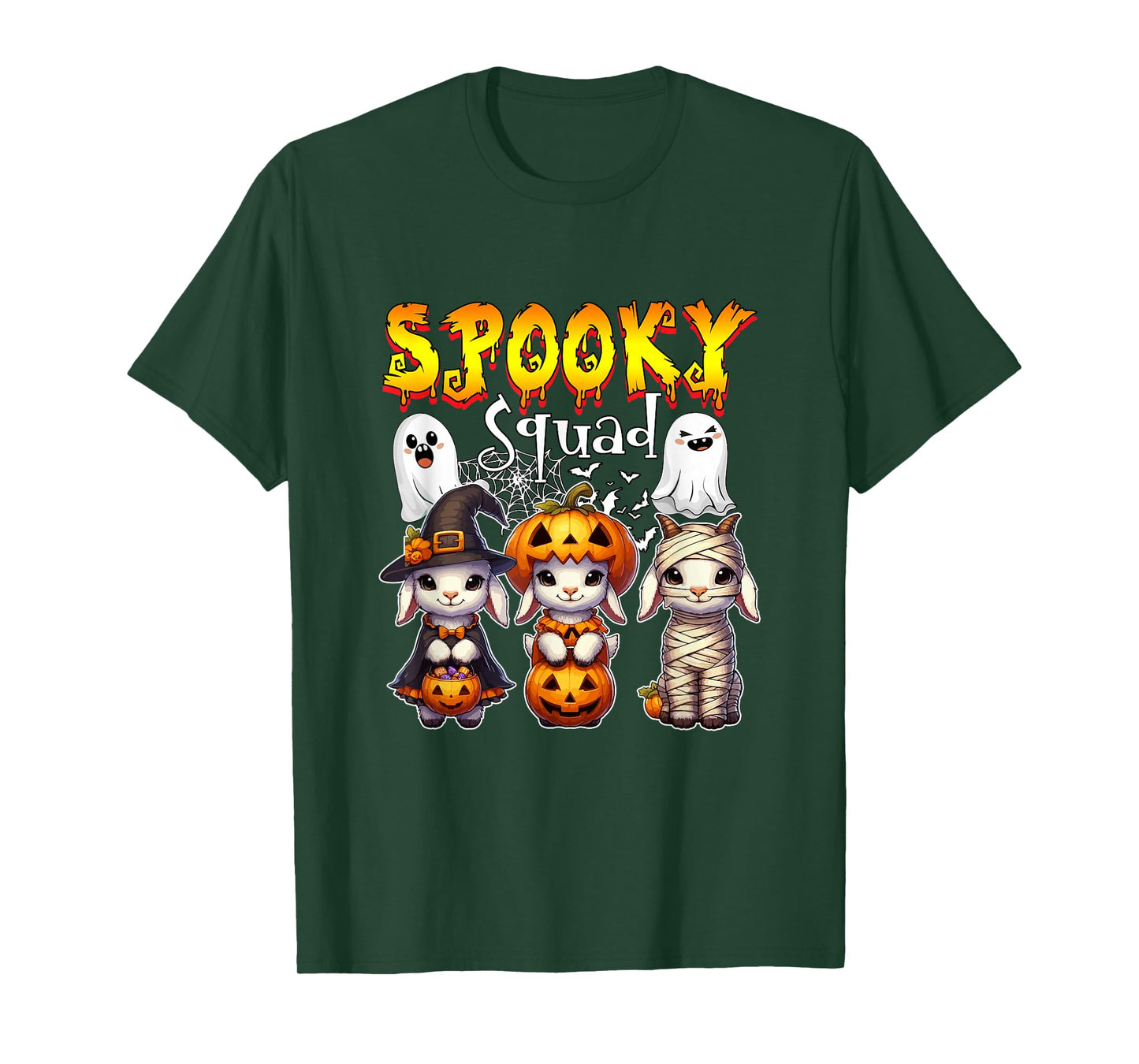Spooky Halloween Squad Three Cute Goats Cosplay Witch T-Shirt