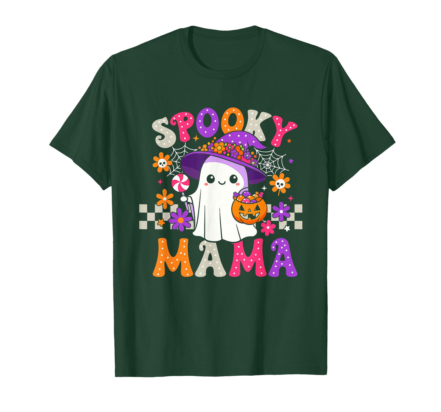 Spooky Mama Cute Ghost Halloween Mom Women T-Shirt