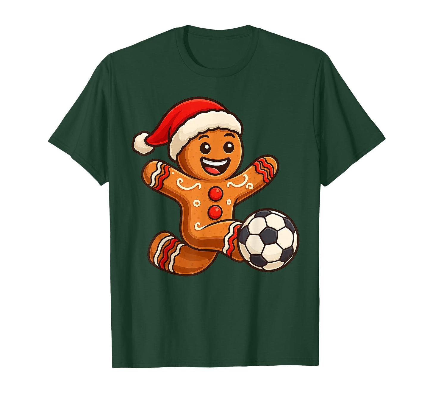 Gingerbread Man Christmas Soccer Tees Men Women Kids T-Shirt