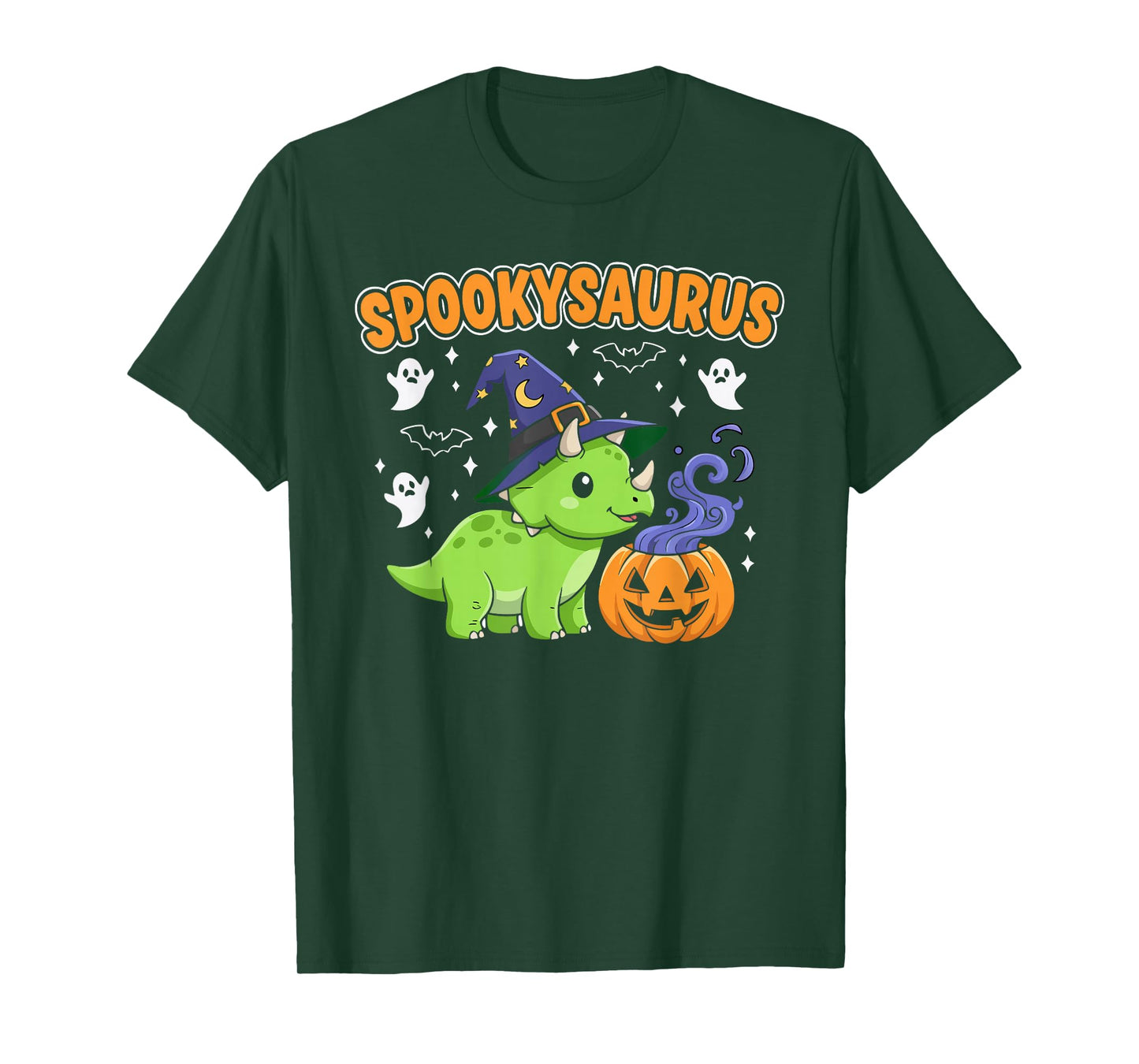 Spookysaurus Triceratops Halloween Witch Hat Costume T-Shirt