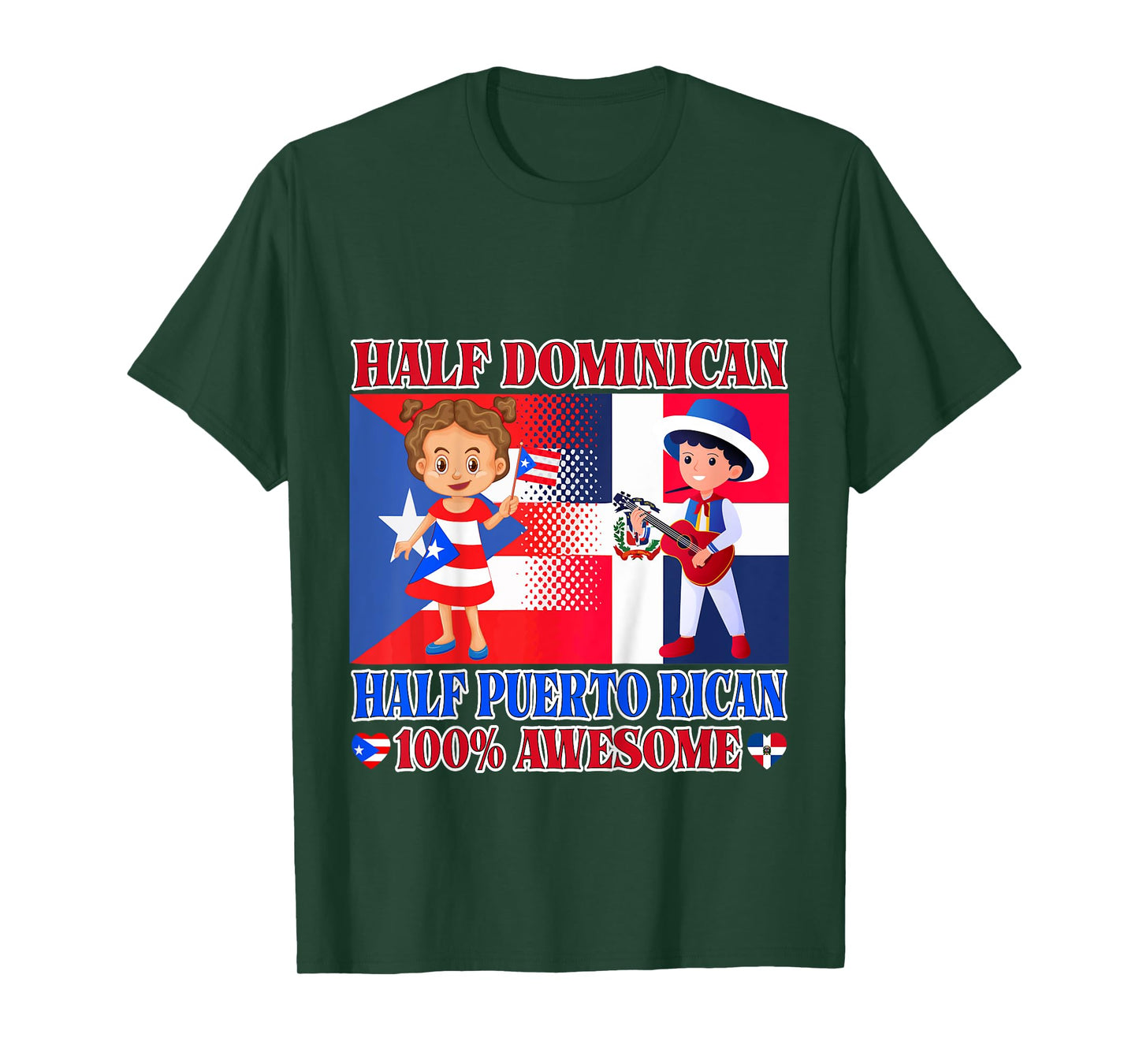 Half Puerto Rican Half Dominican Republic Flag Toddler Girls T-Shirt