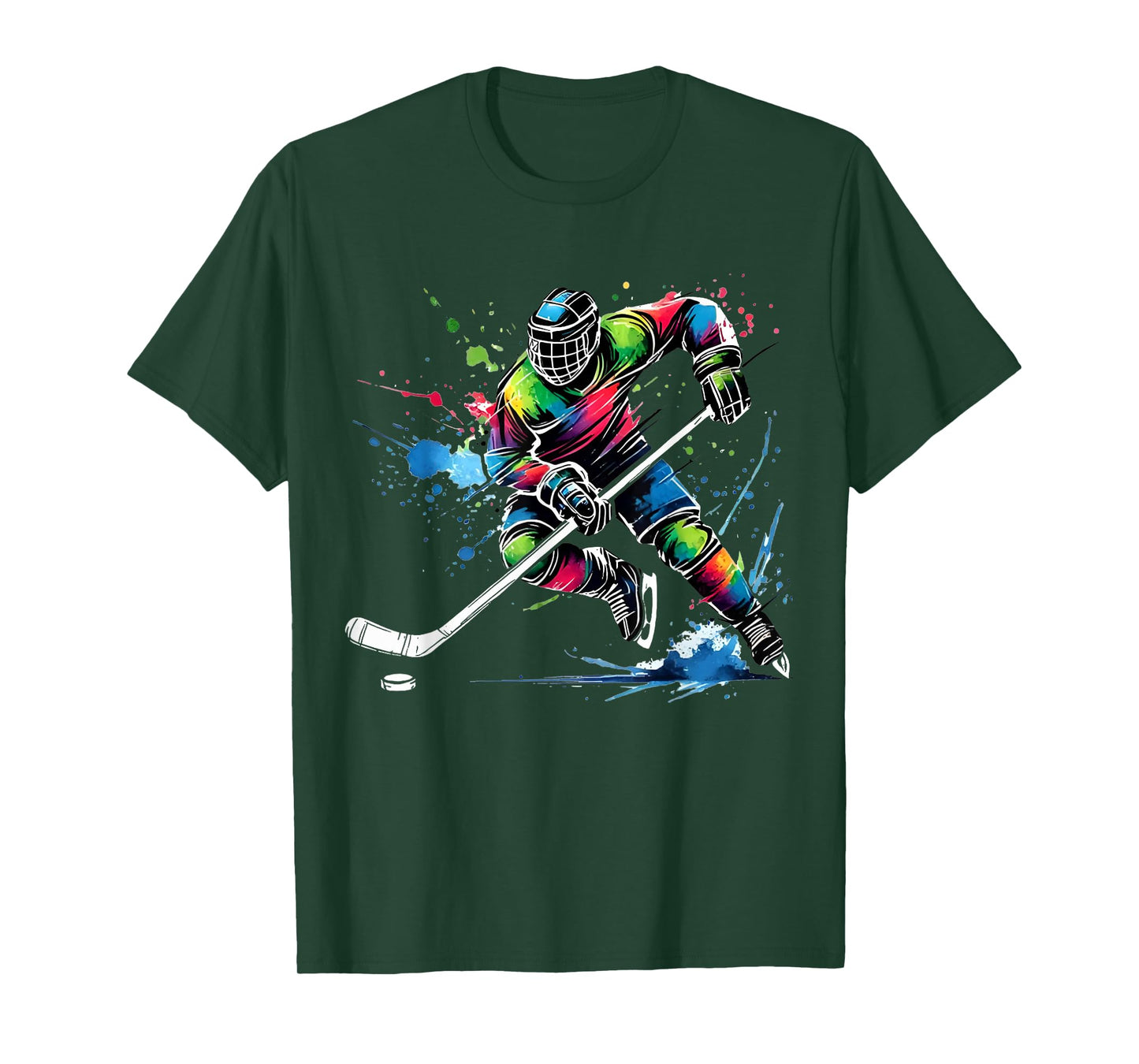 Colorful Ice Hockey Fan Player Tie Dye Color Splash Sports T-Shirt