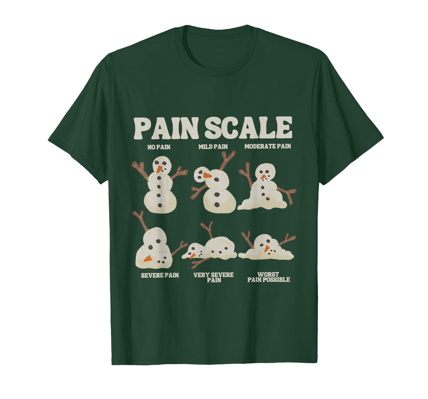 Pain Scale Snowman Funny Nurse Christmas ICU Nurse T-Shirt