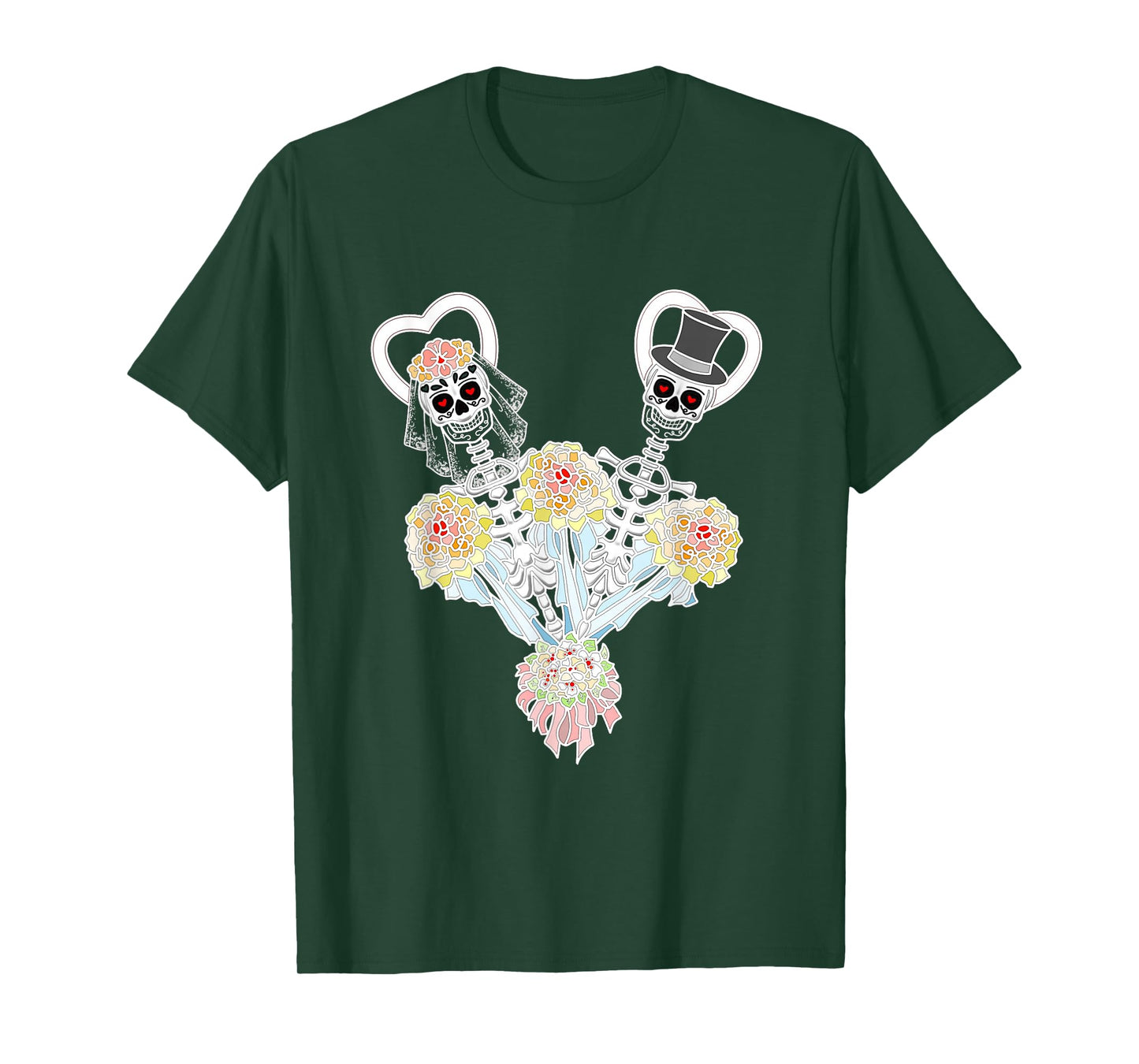 Funny Halloween Skeleton Couple Bride and Groom T-Shirt