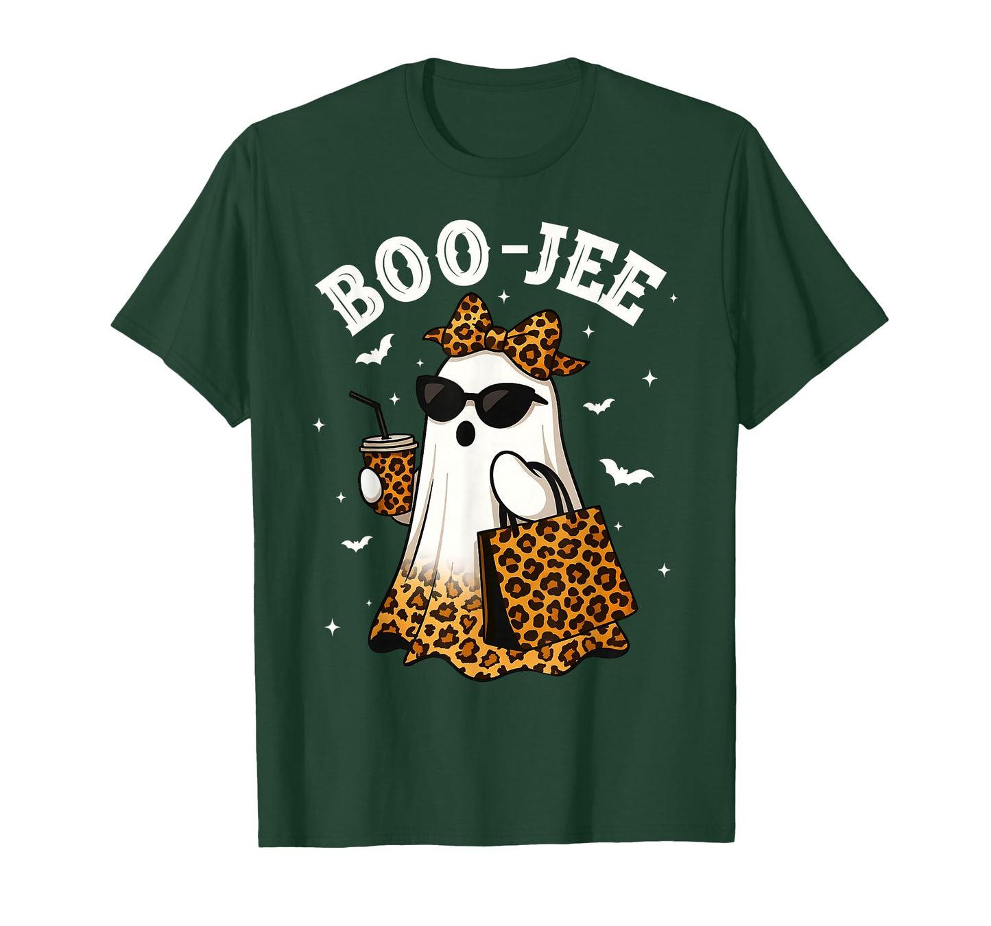 Coquette Leopard Boo-JEE Ghost Halloween Ghost Women Girls T-Shirt