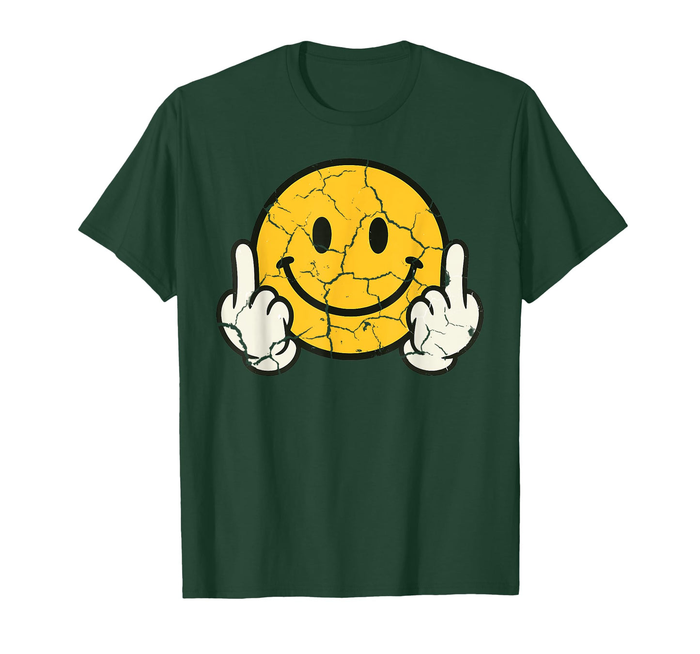 Retro Vintage Smile Face Funny Middle Finger Graphic T-Shirt T-Shirt