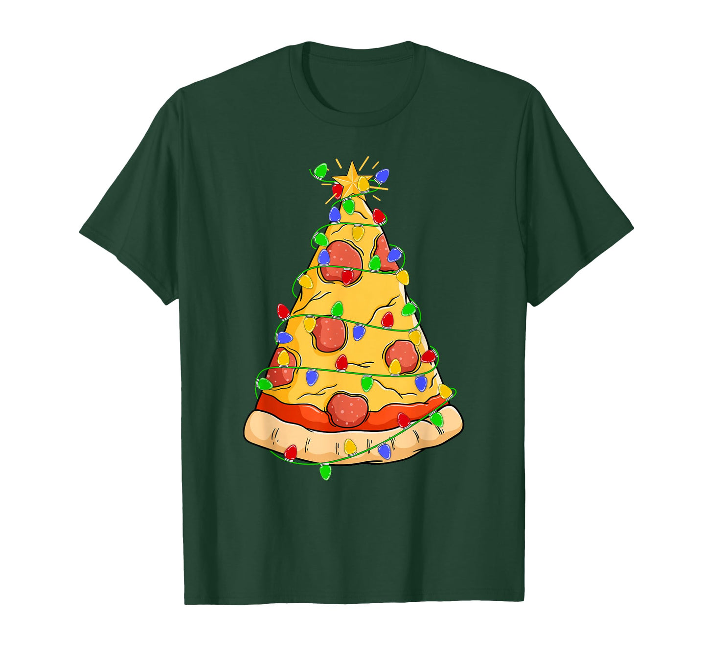 Funny Pizza Fast Food Lover Ugly Xmas Pizza Christmas Tree T-Shirt