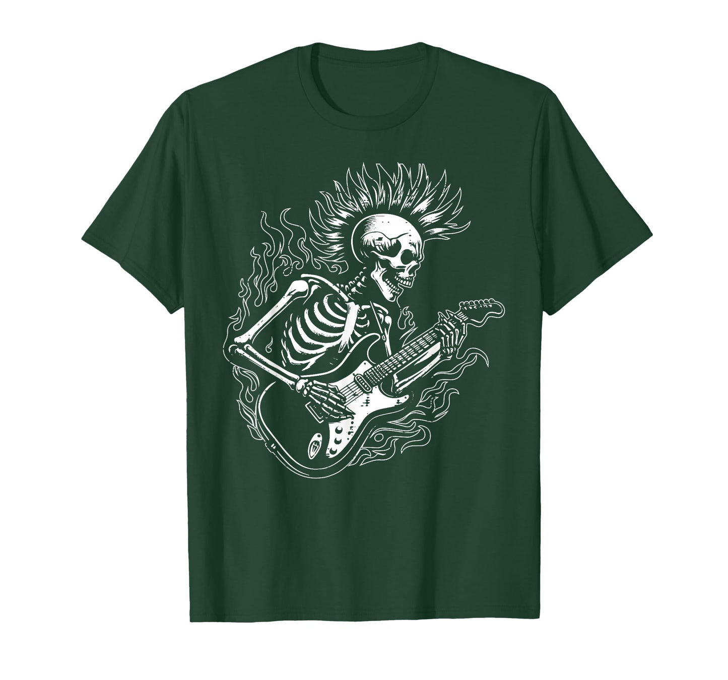 Punk Rock Skeleton Electric Guitar Rocker Men Boys Kids T-Shirt