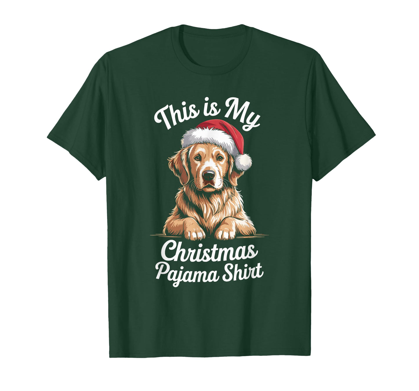 Golden Retriever Dog Santa Hat Christmas Pajama Men Women T-Shirt